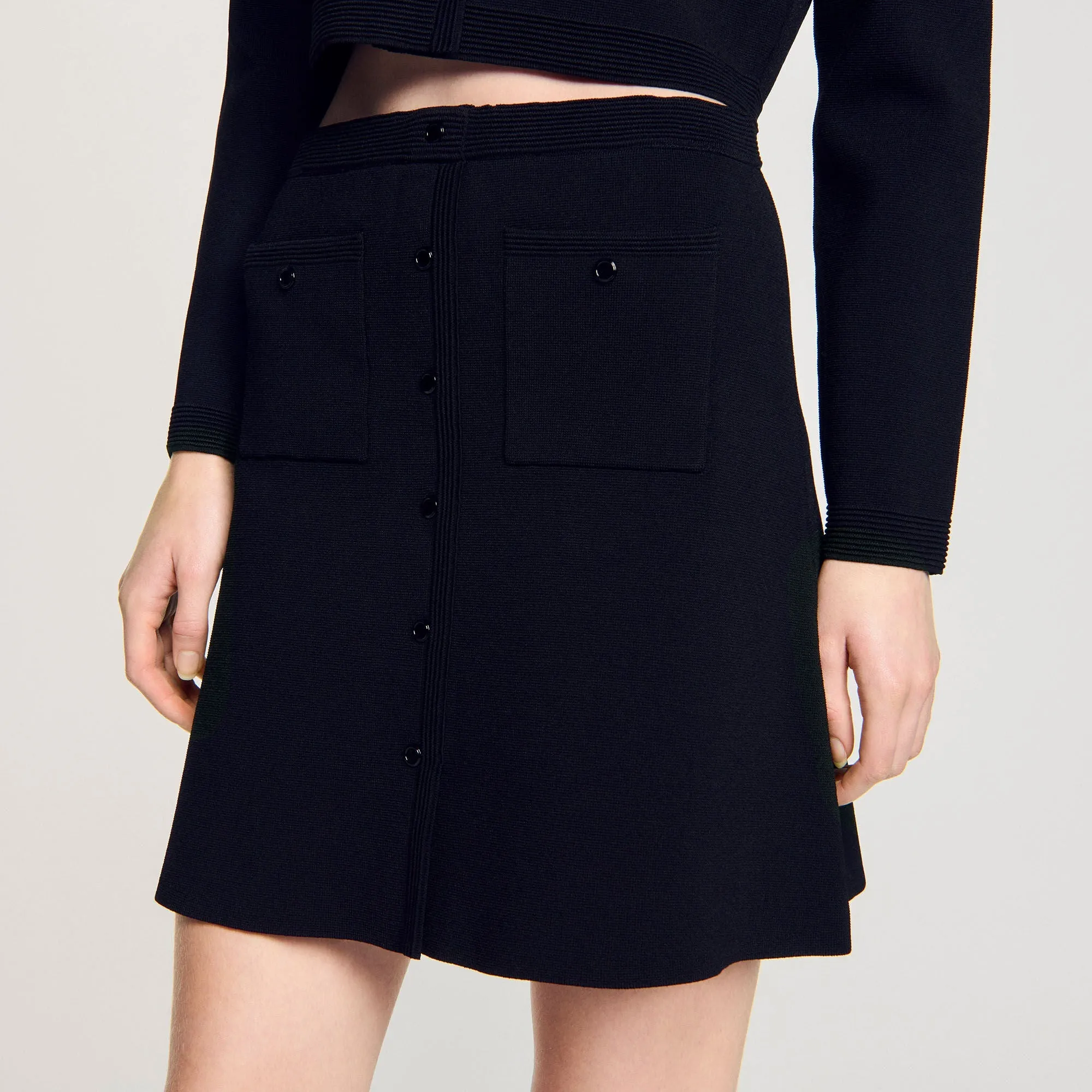 Clarancia Short Knit Skirt Black