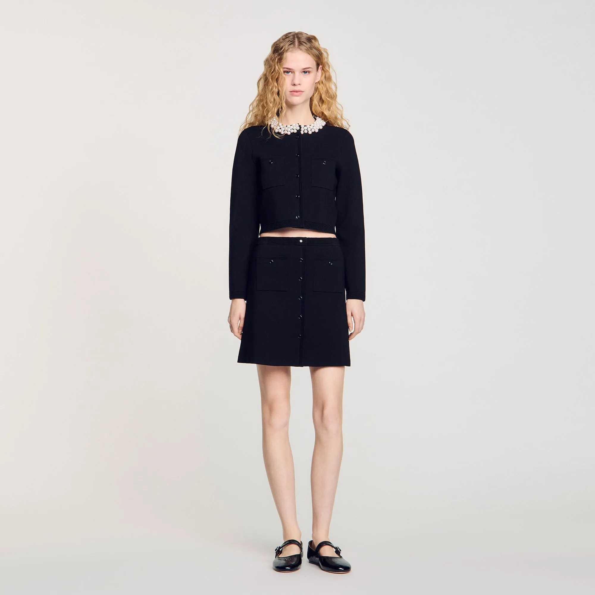 Clarancia Short Knit Skirt Black