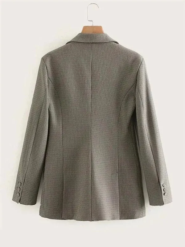 CM-CS206354 Women Elegant Seoul Style Long Sleeve Lapel Neck Single Button Blazer - Brown