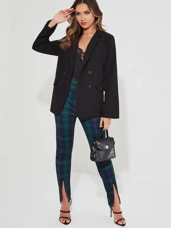 CM-CS618938 Women Elegant Seoul Style Long Sleeve Double Breasted Button Blazer - Black