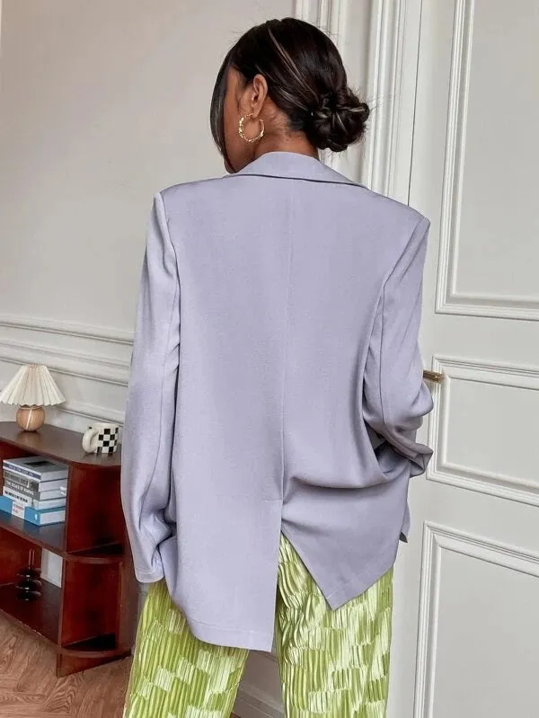 CM-CS736427 Women Elegant Seoul Style Single Breasted Flap Detail Blazer - Purple