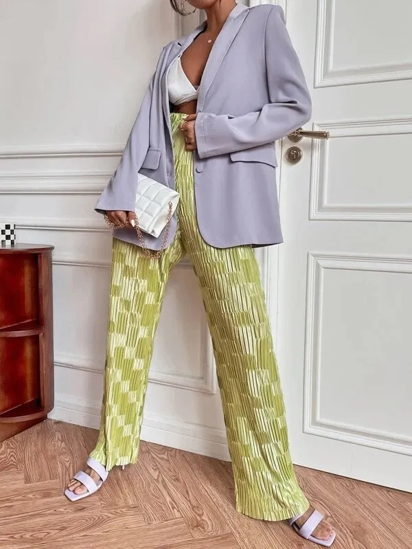 CM-CS736427 Women Elegant Seoul Style Single Breasted Flap Detail Blazer - Purple