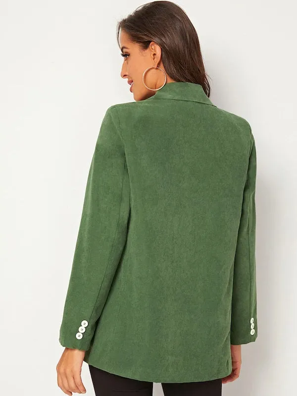 CM-CS801797 Women Elegant Seoul Style Double Button Notch Collar Blazer - Green
