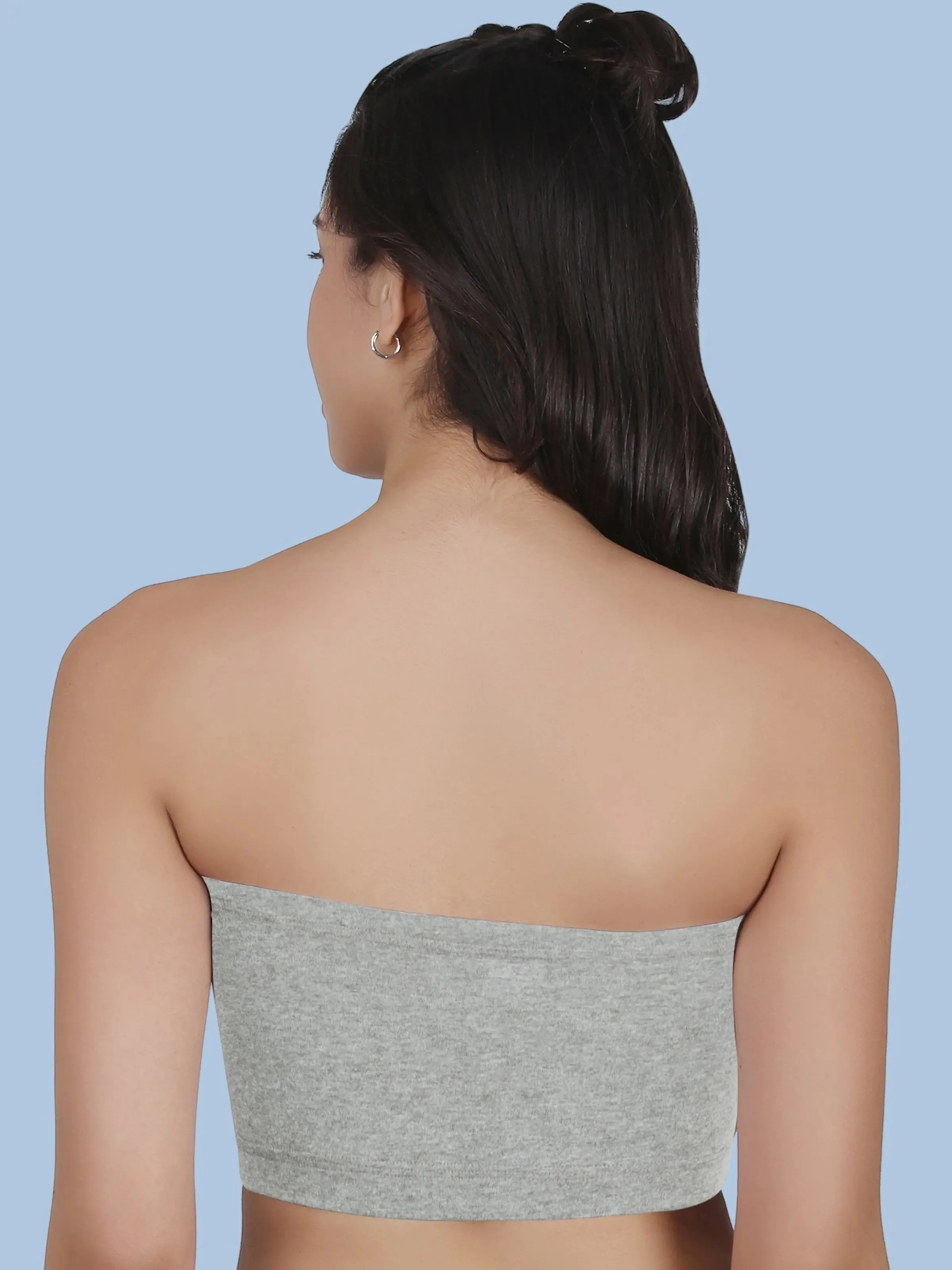 Cotton Strapless Tube Bra For Women| Bandeau Bra With Removable Pads | Grey Tube Top Pack Of 1