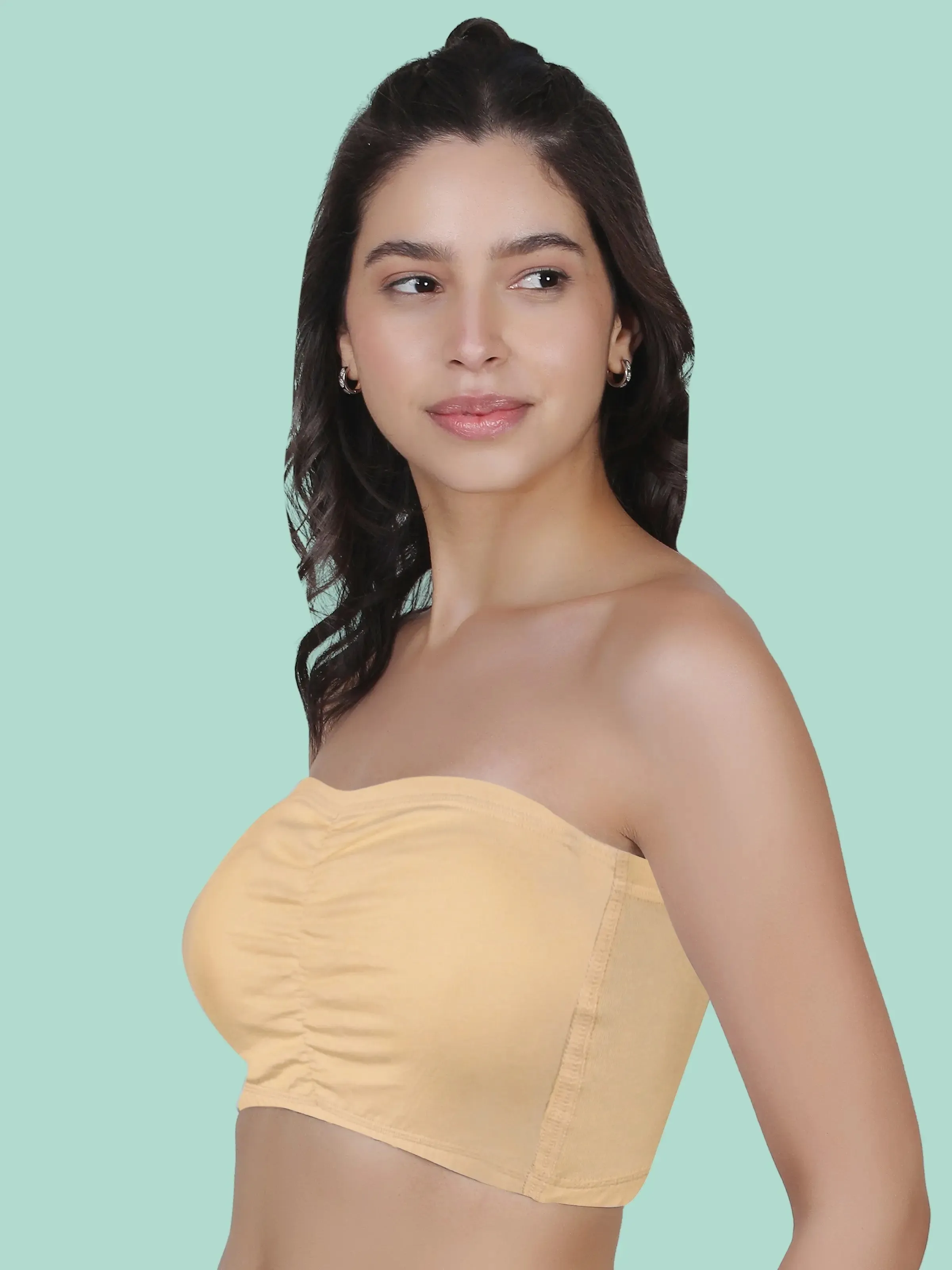 Cotton Strapless Tube Bra For Women| Bandeau Bra With Removable Pads | Skin Tube Top Pack Of 1
