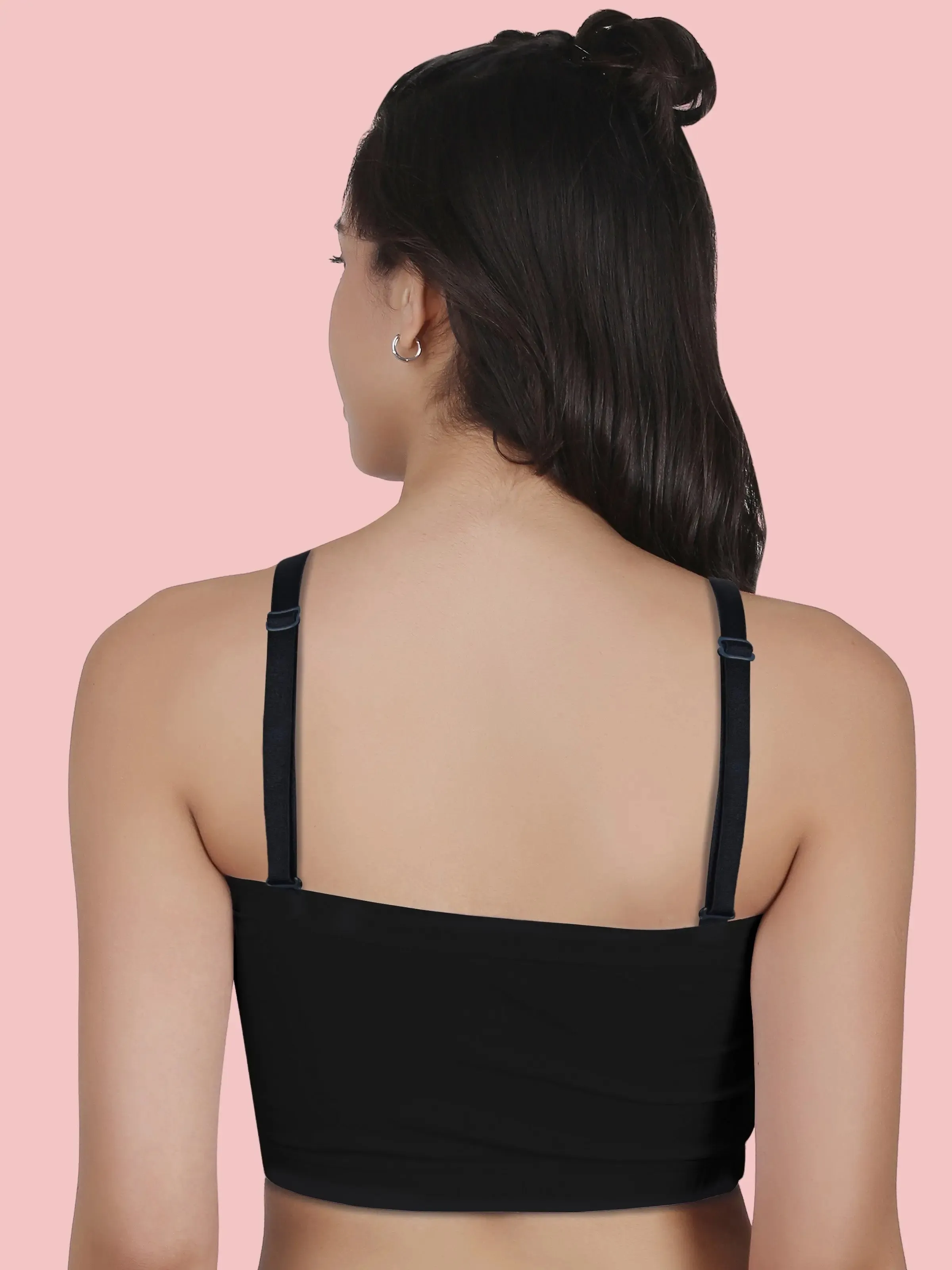 Cotton Strapless Tube Bra For Womens| Bandeau Bra With Removable Pads | Black Tube Top With Straps Pack Of 2
