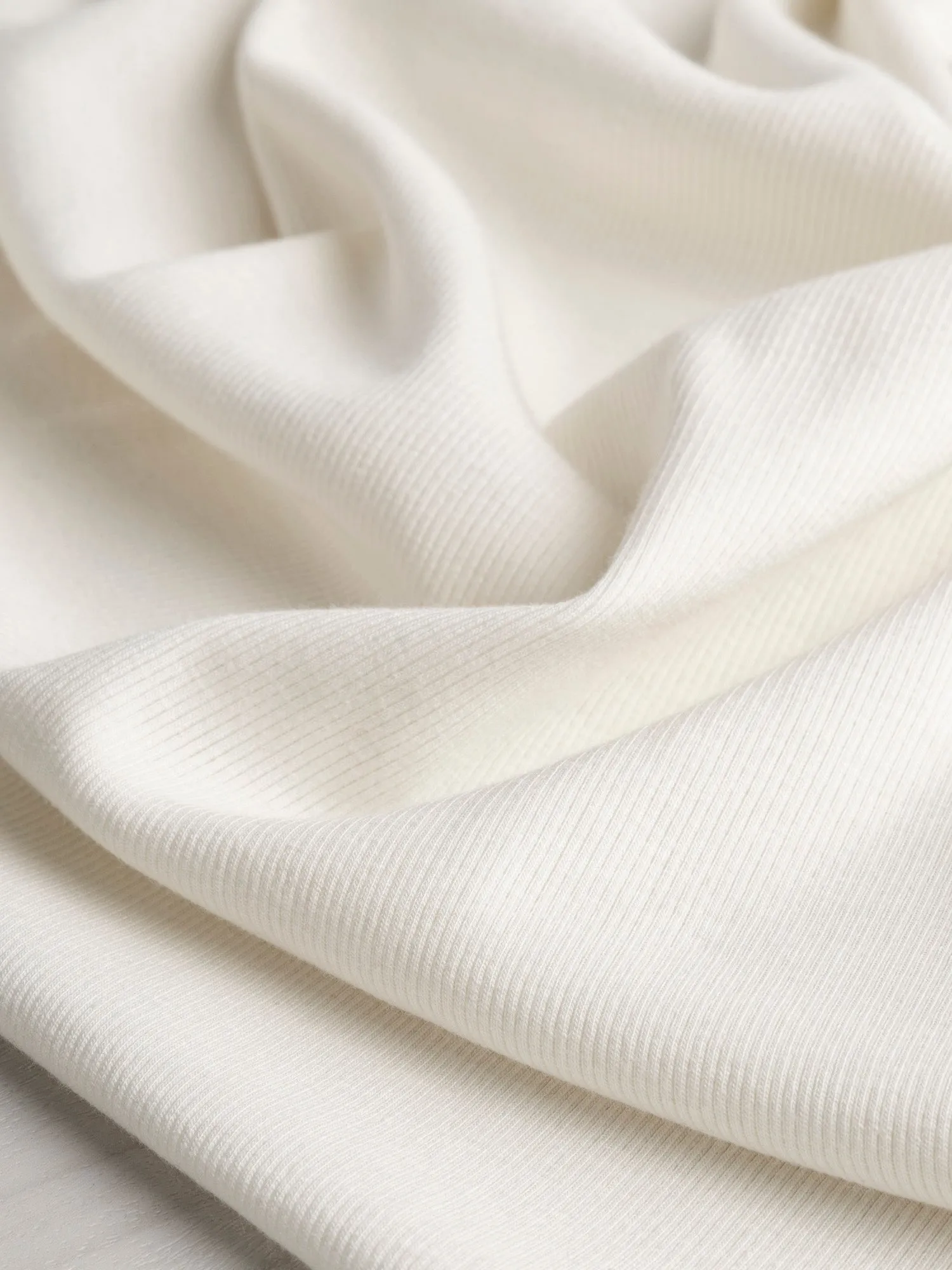 Cotton Tencel Modal Rib Knit - Cream - Swatch