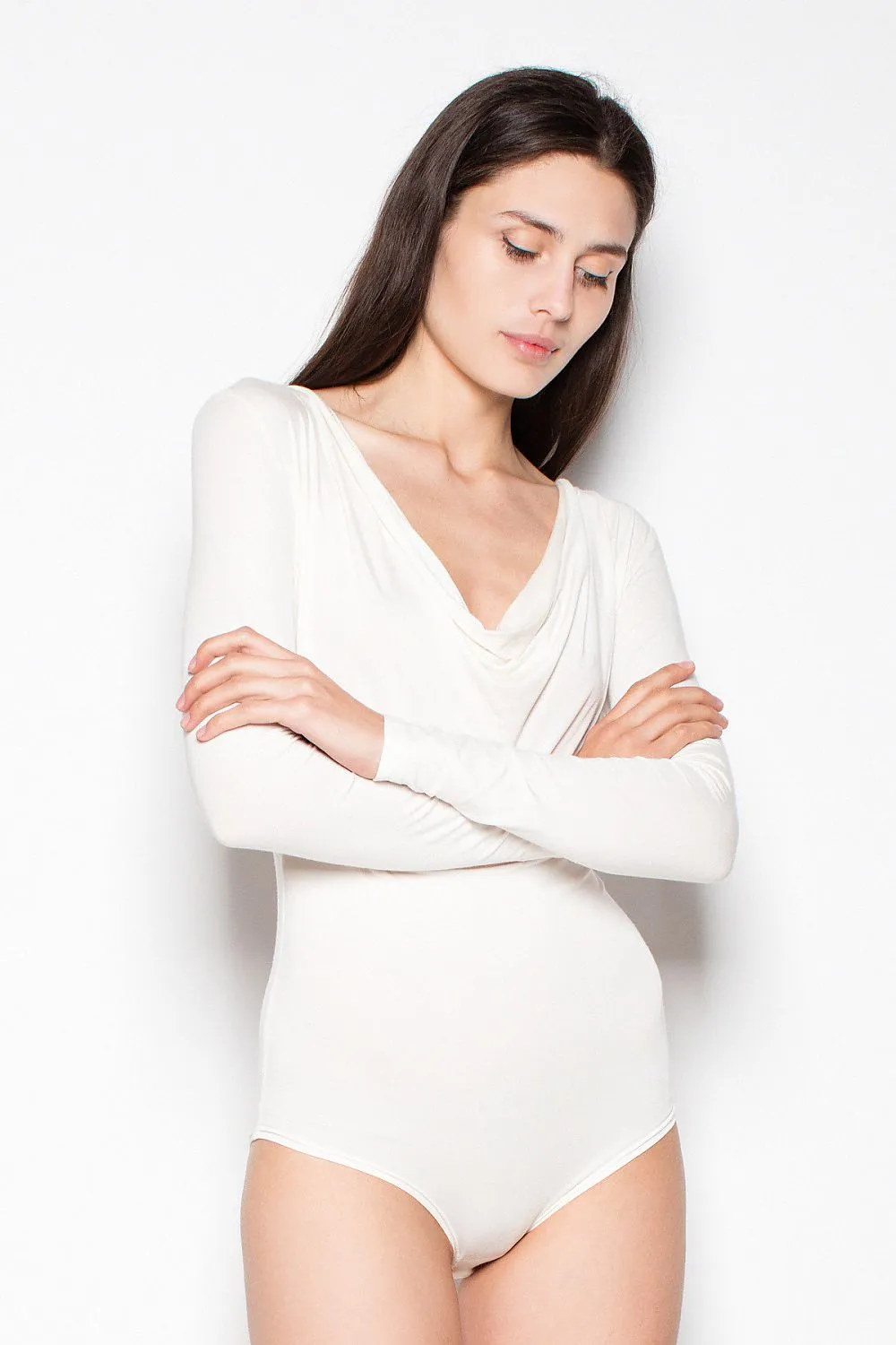 Cowl-Neck Long Sleeve Bodysuit
