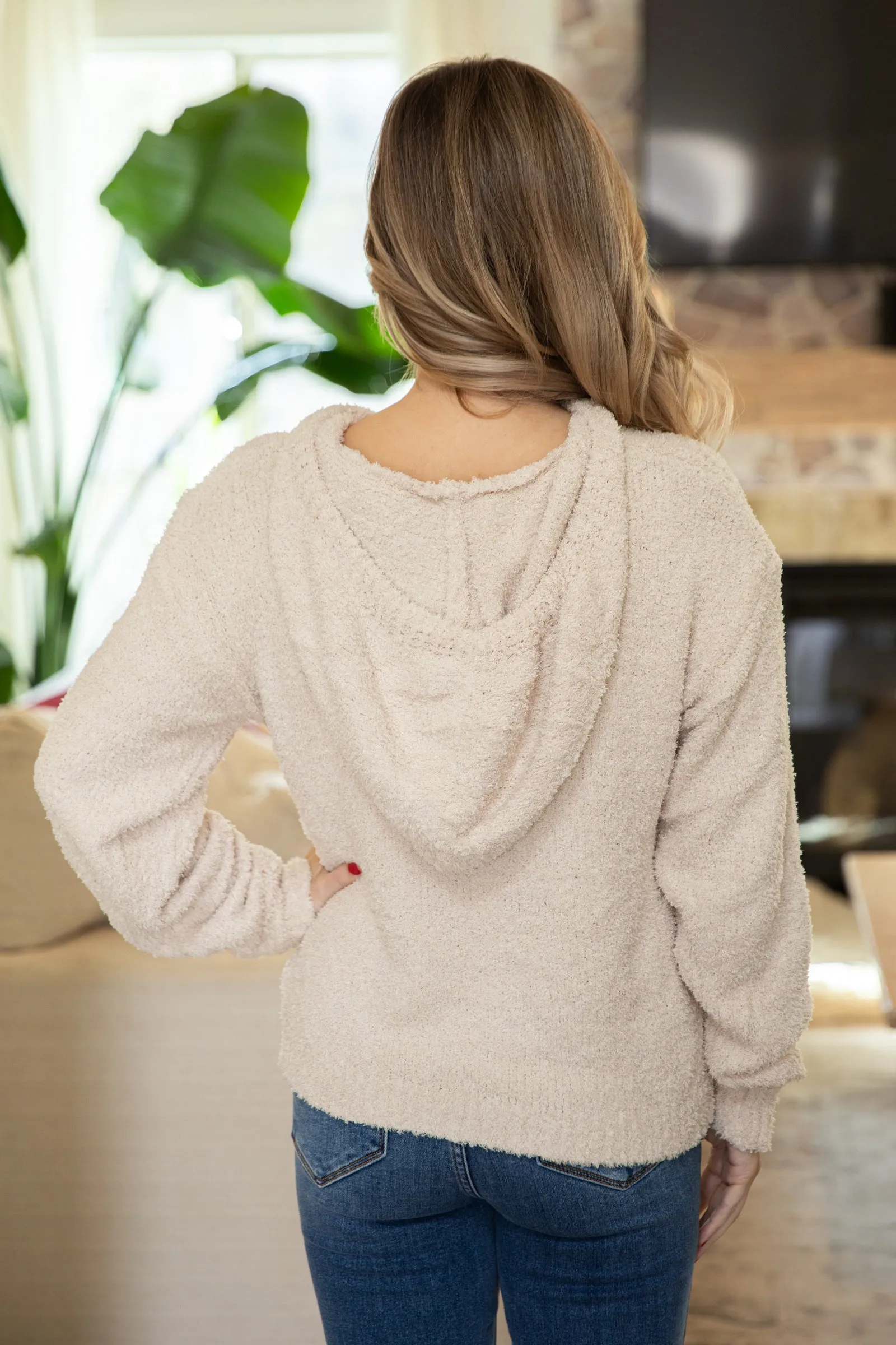 Cream Popcorn Hooded Sweater