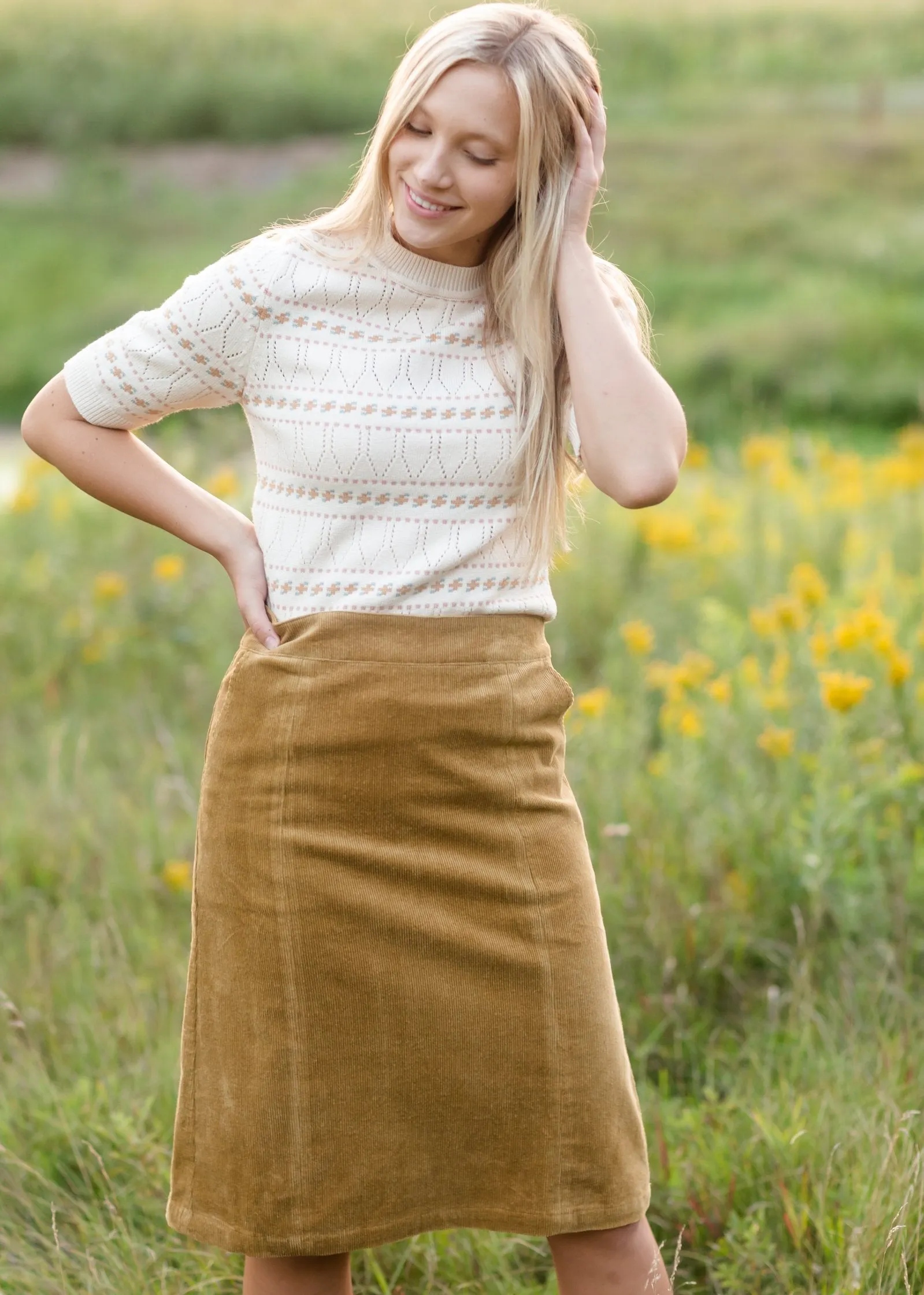 Cream Textured Short Sleeve Sweater - FINAL SALE