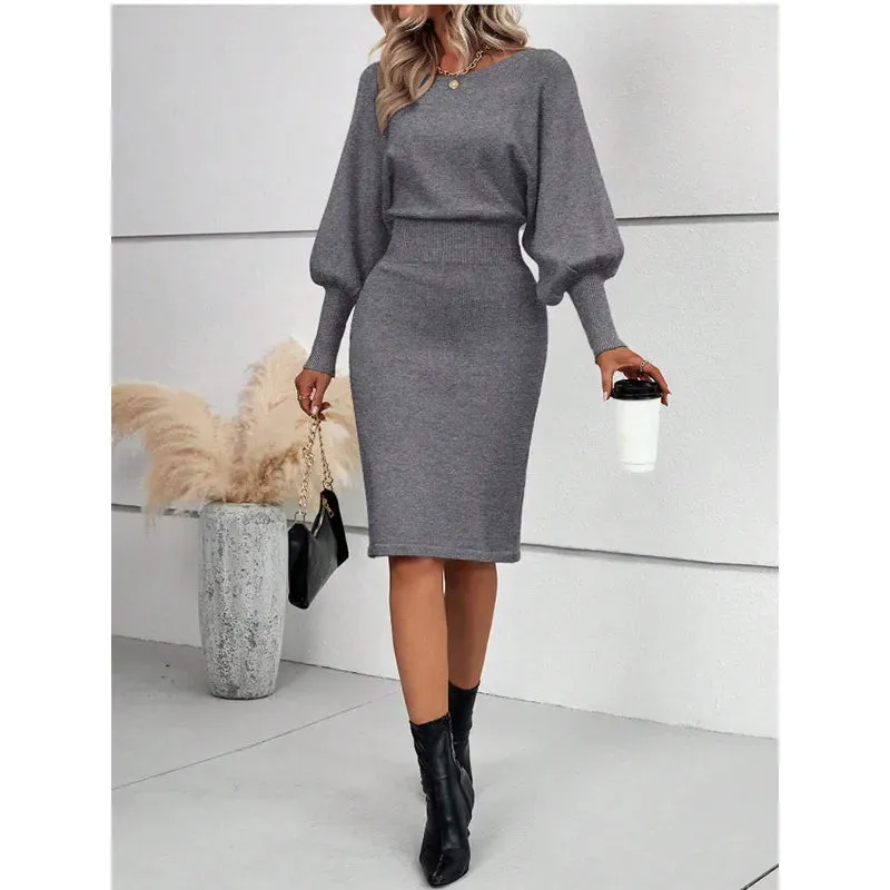 Crew Neck Long Sleeve Dress