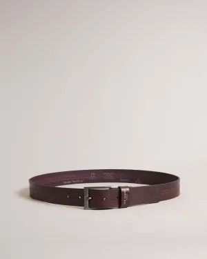 Crisic Stitch Detail Leather Belt Oxblood