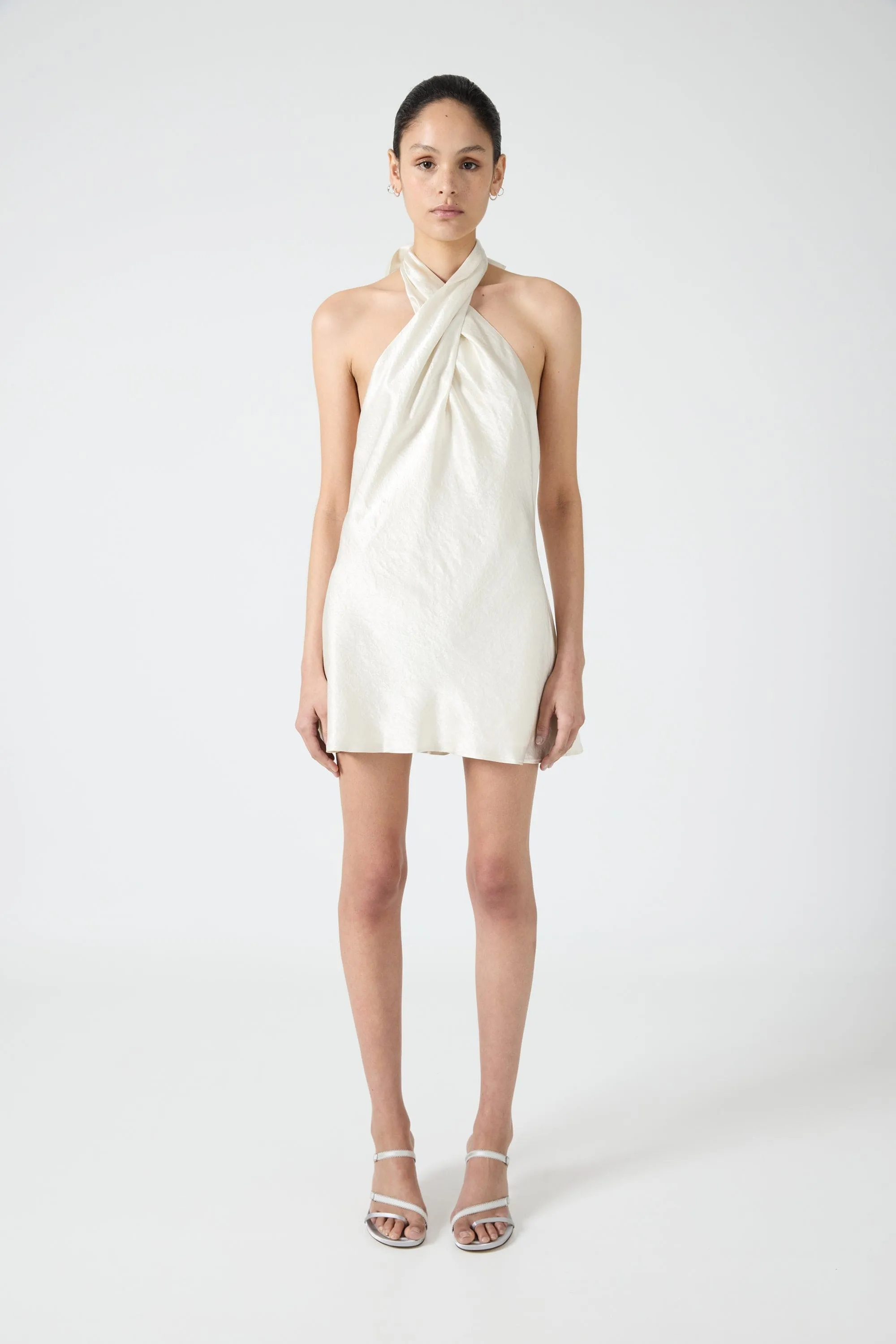 CRUSH WRAP NECK MINI | CREAM
