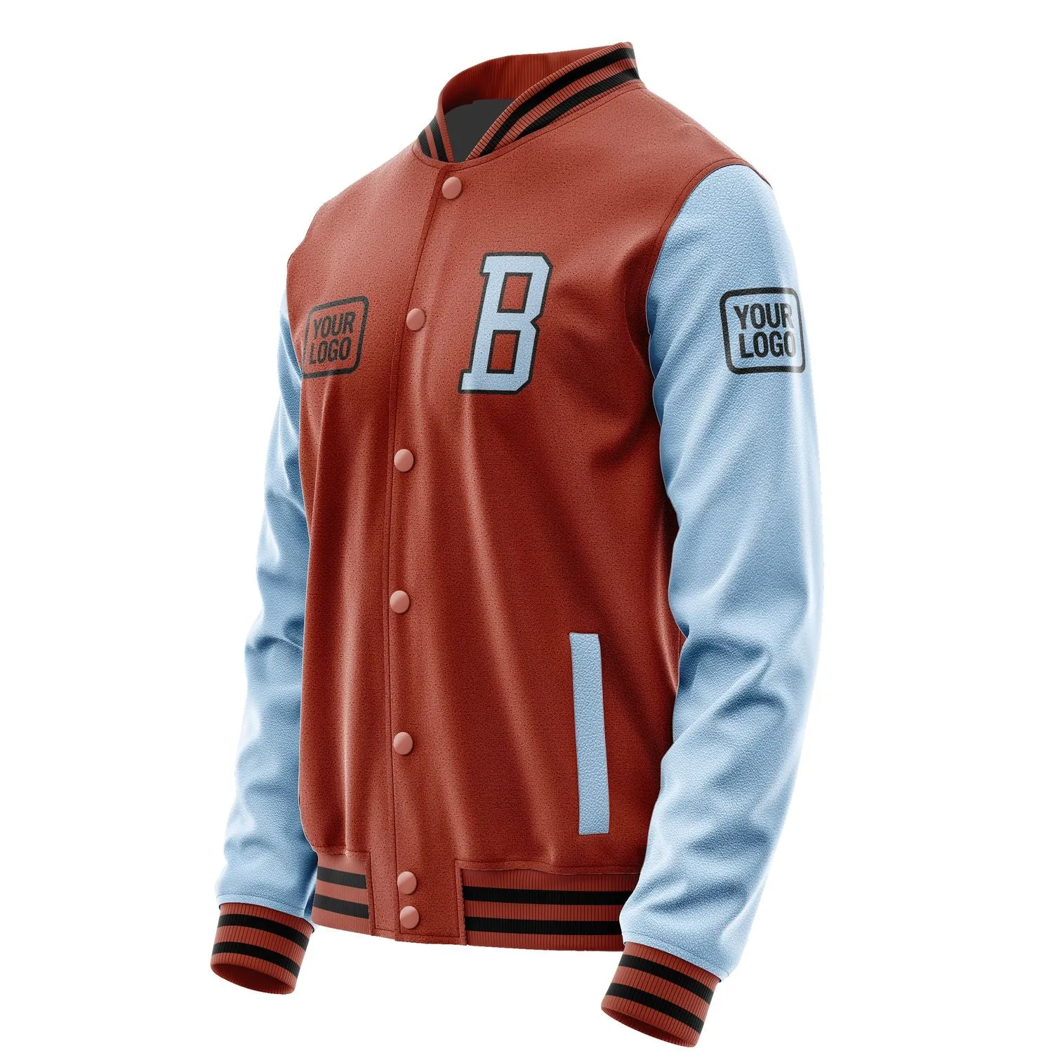 Custom Coral Red Light Blue Jacket