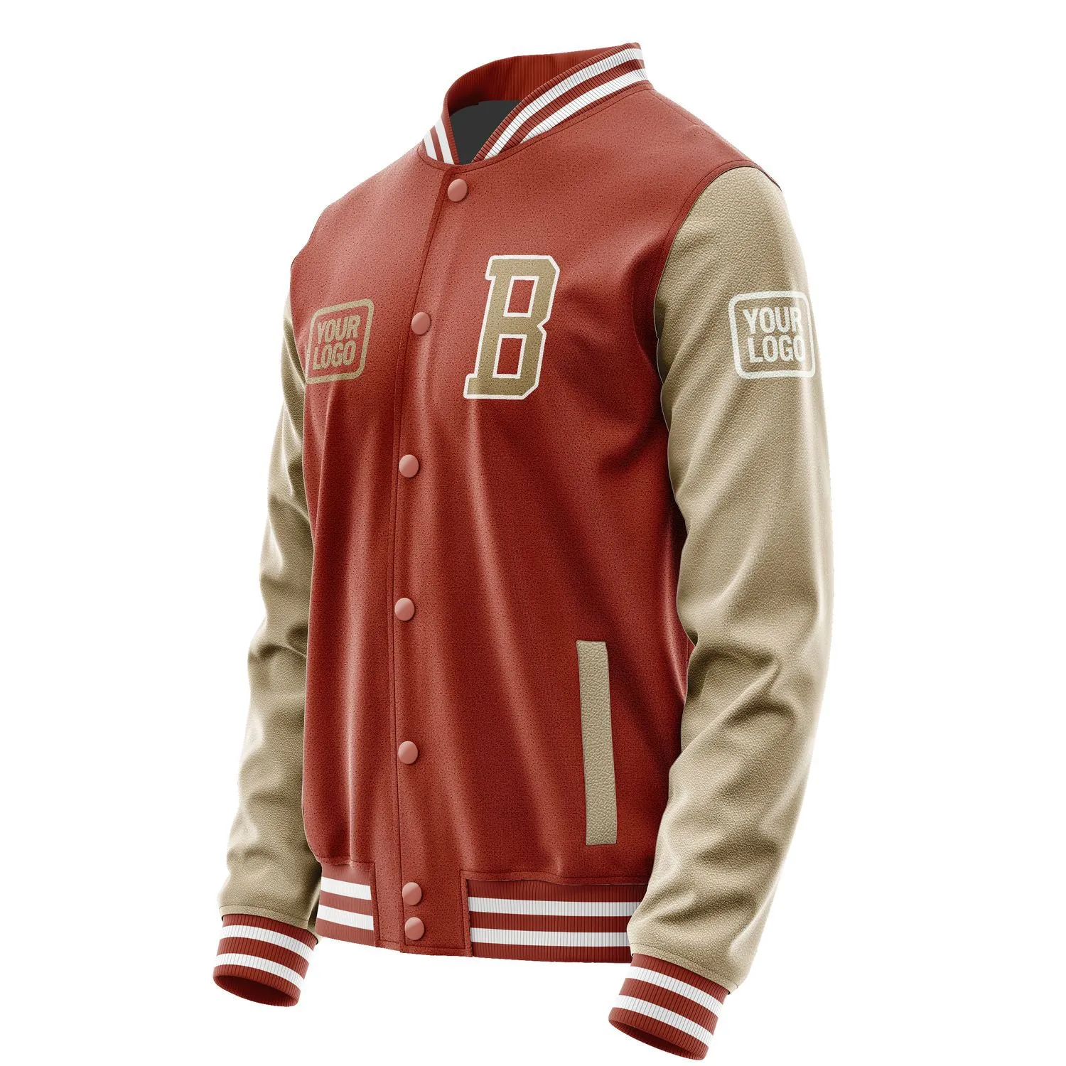 Custom Coral Red Light Khaki Jacket