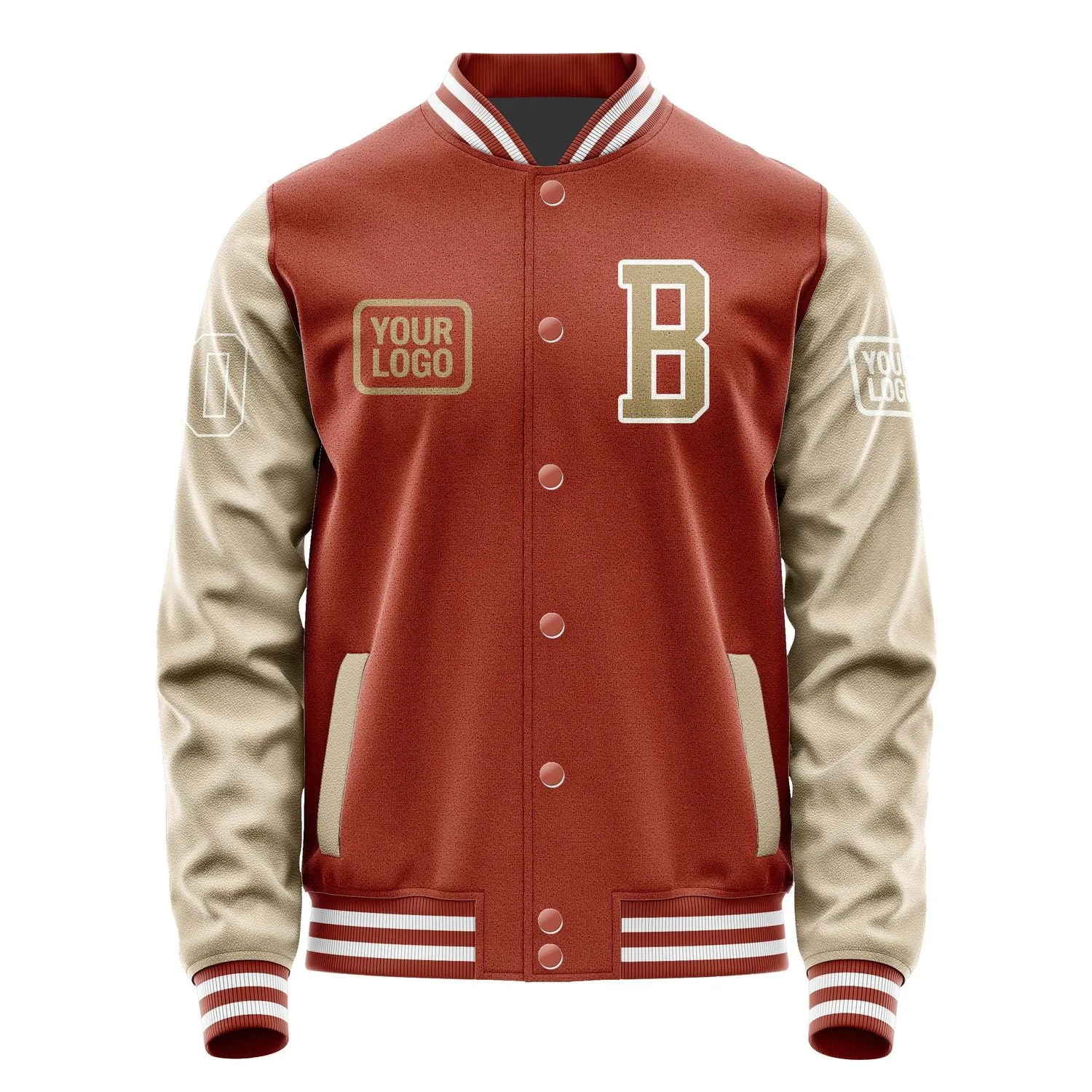 Custom Coral Red Light Khaki Jacket