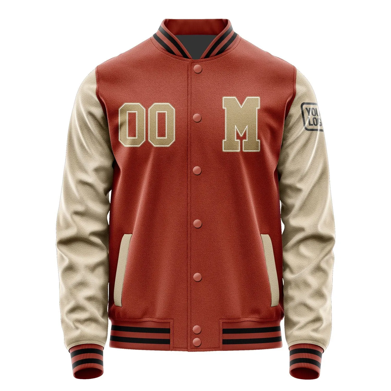 Custom Coral Red Light Khaki Jacket
