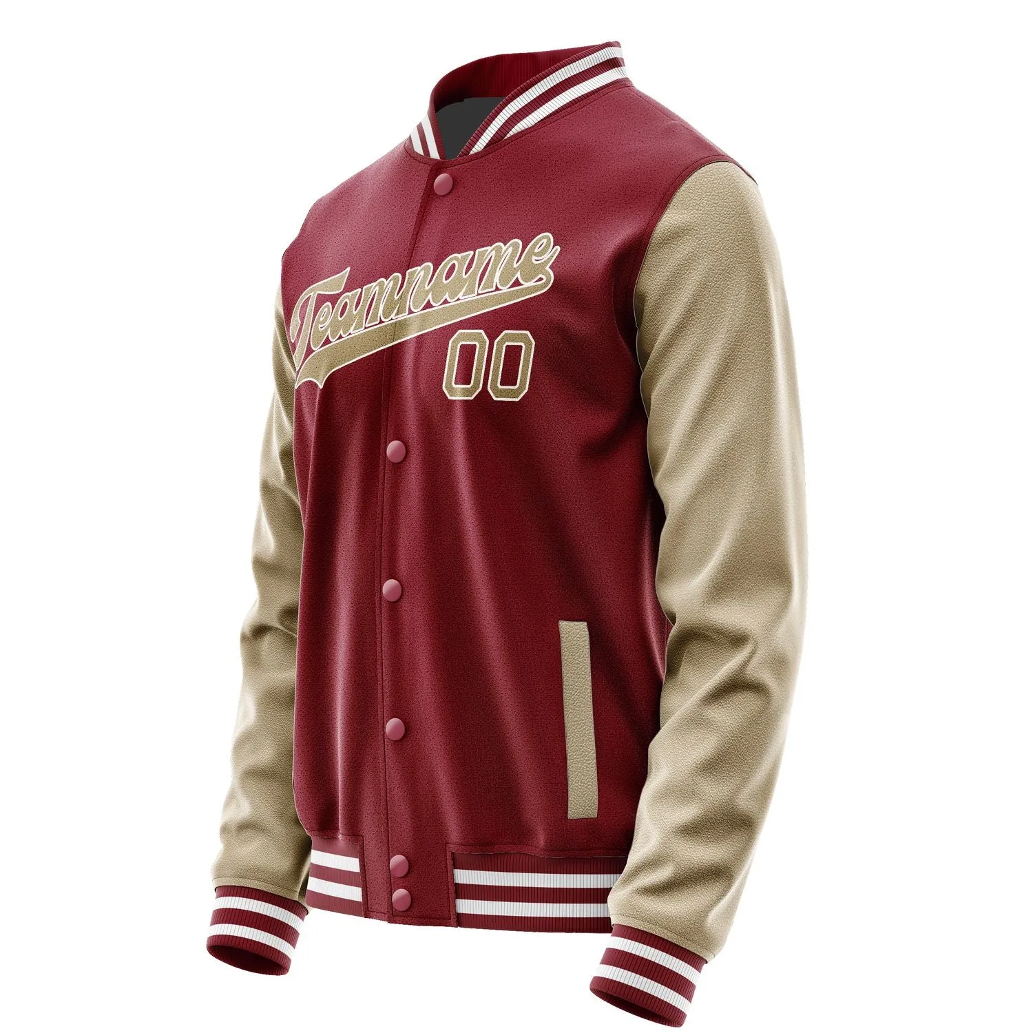 Custom Crimson Red Light Khaki Jacket