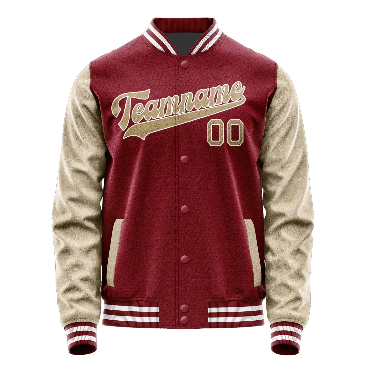 Custom Crimson Red Light Khaki Jacket