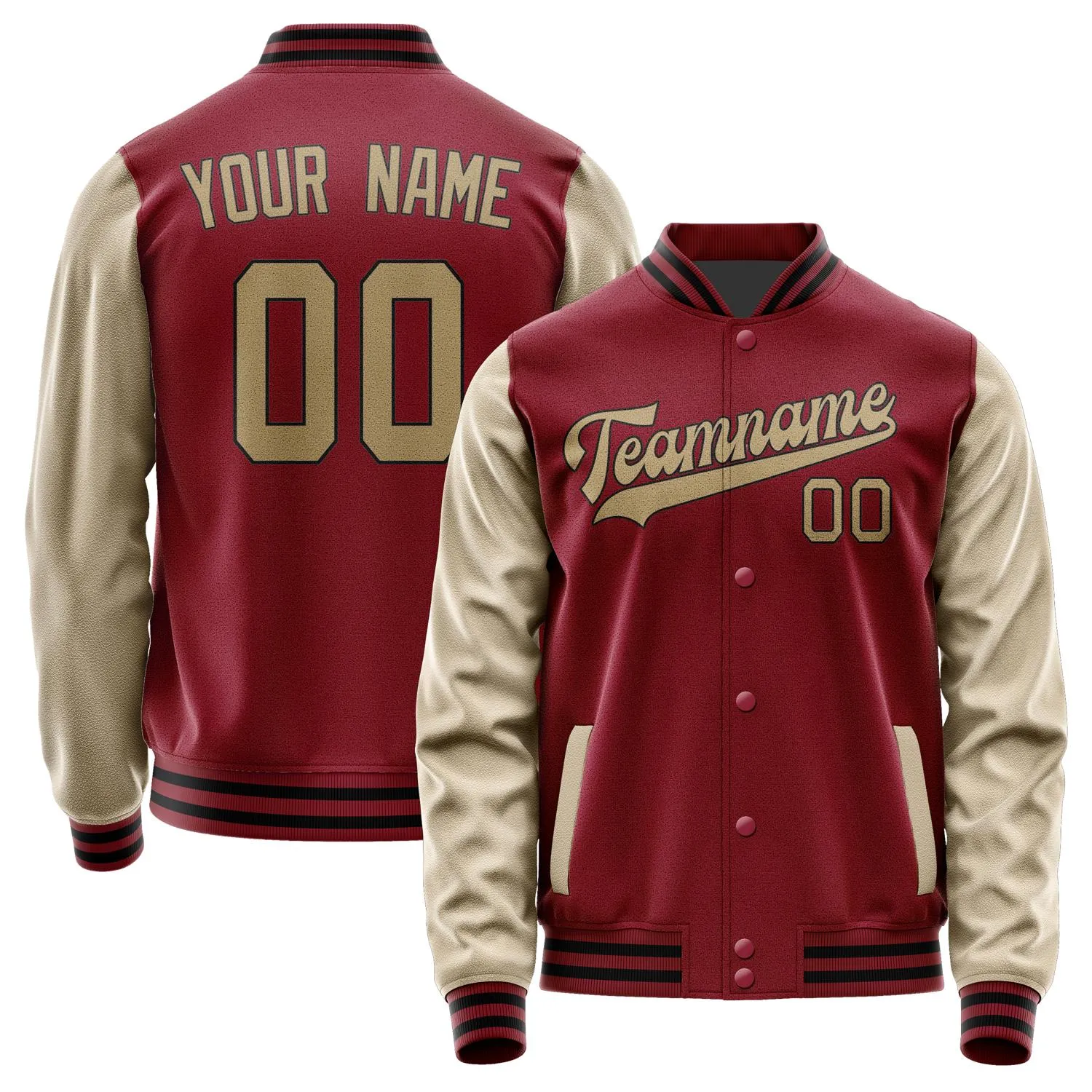 Custom Crimson Red Light Khaki Jacket