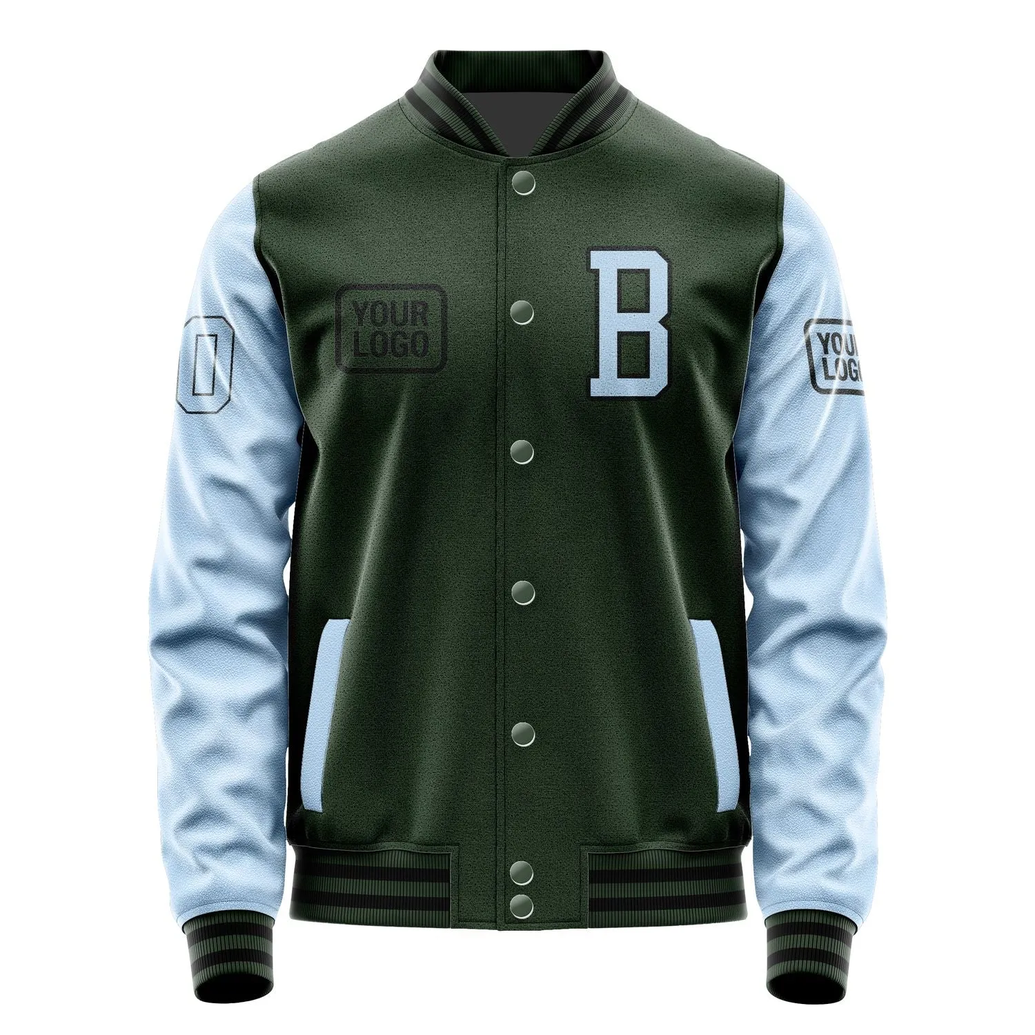 Custom Dark Green Light Blue Jacket