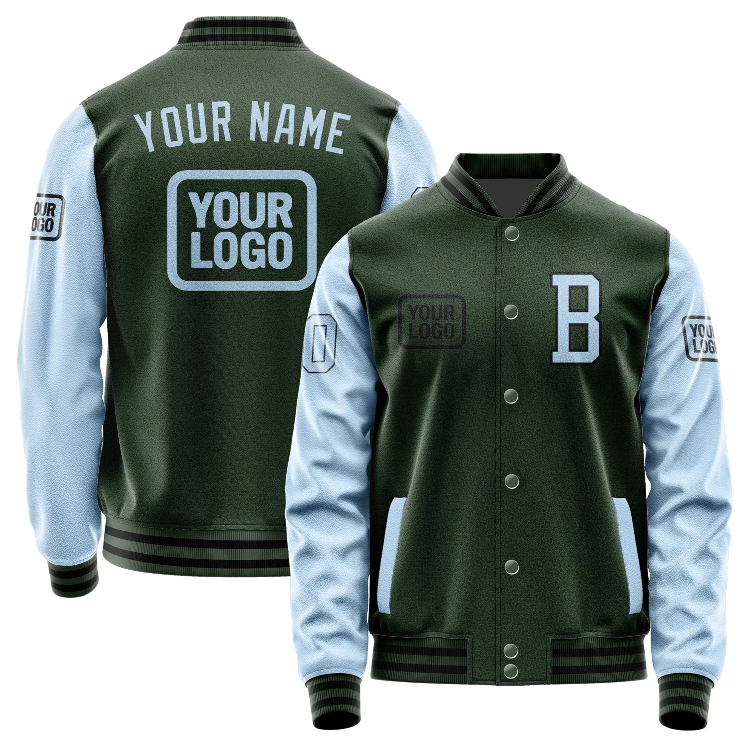 Custom Dark Green Light Blue Jacket