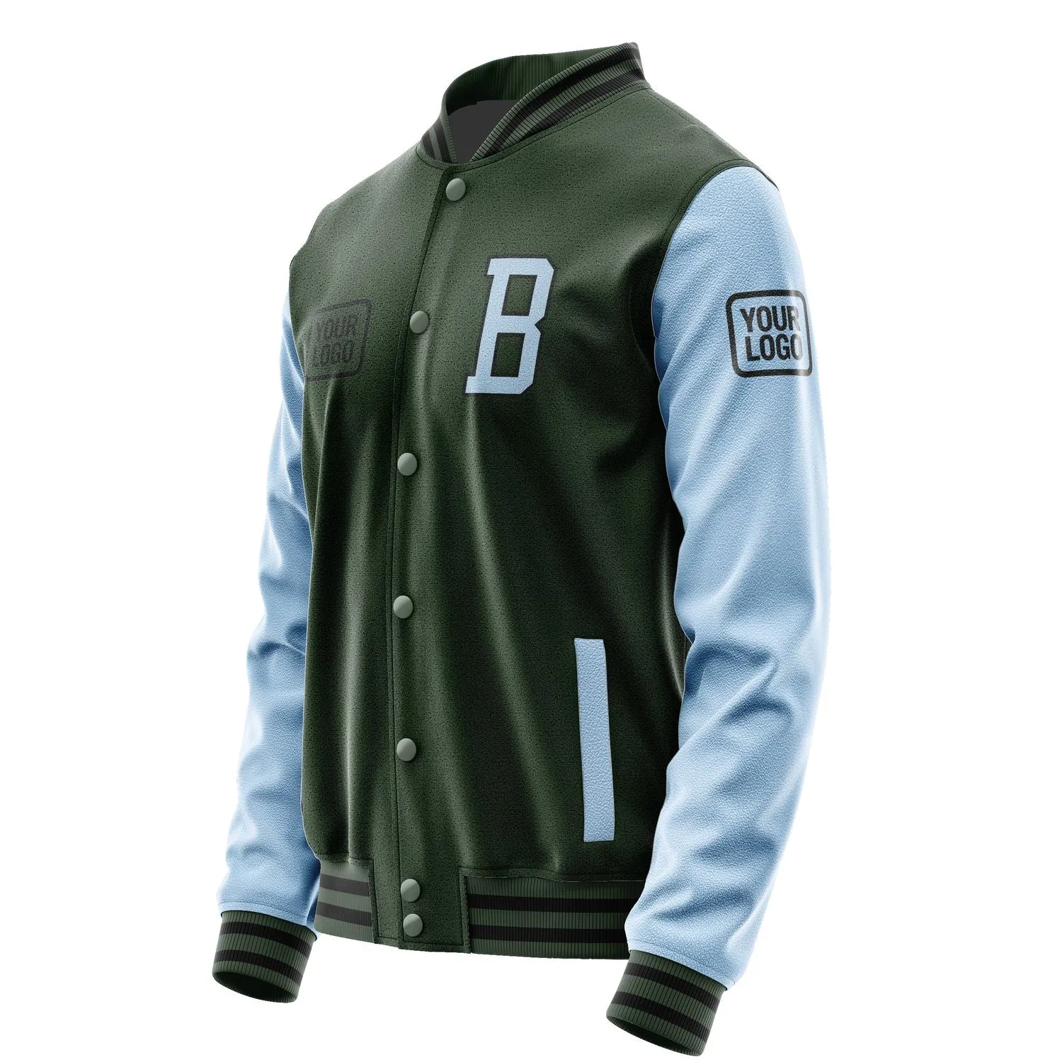 Custom Dark Green Light Blue Jacket