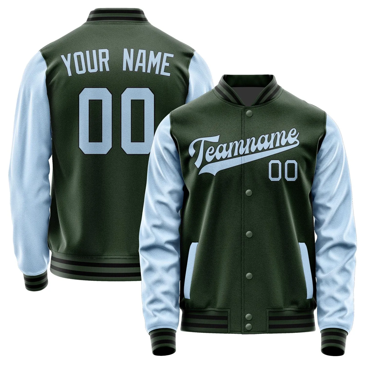 Custom Dark Green Light Blue Jacket