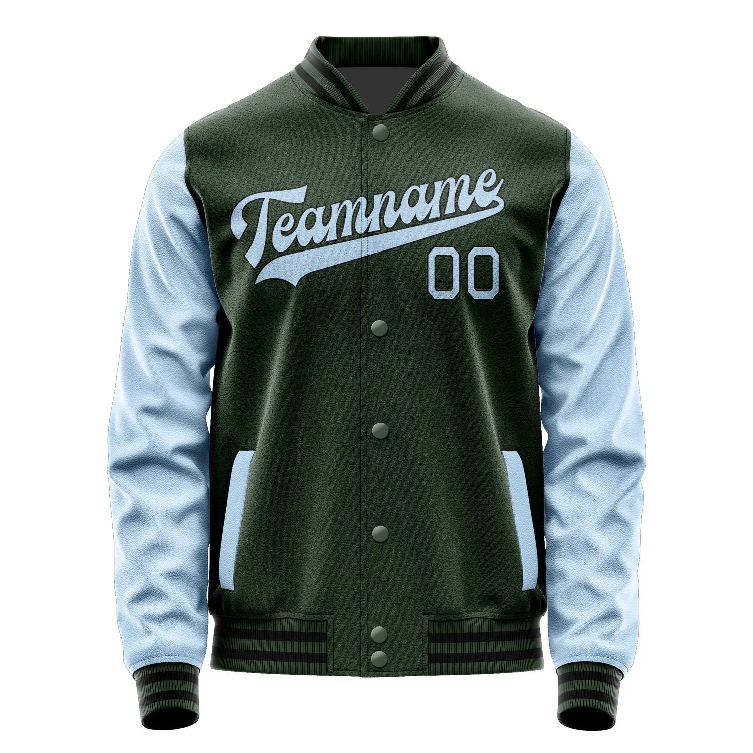 Custom Dark Green Light Blue Jacket