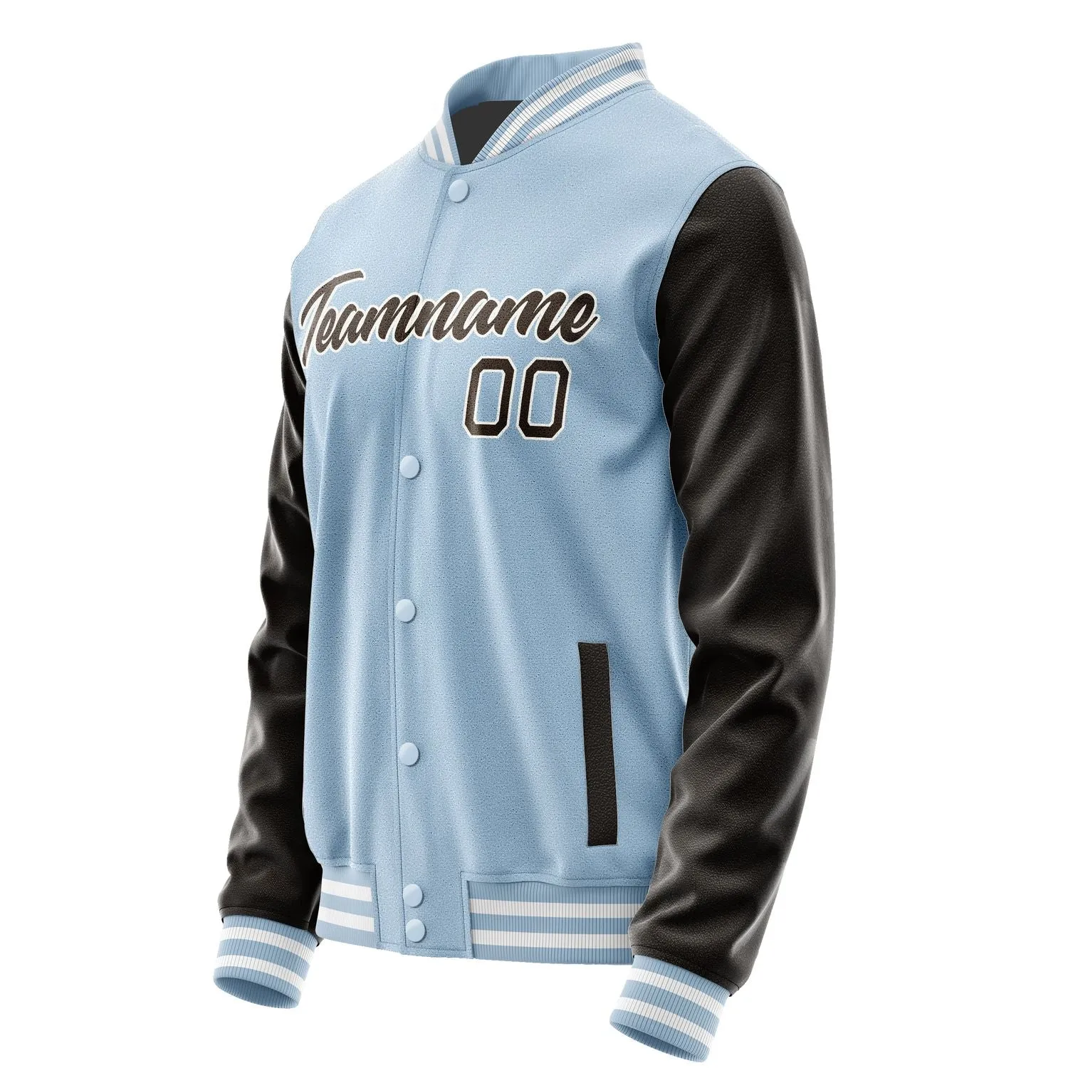 Custom Light Blue Brown Jacket