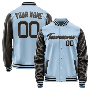 Custom Light Blue Brown Jacket