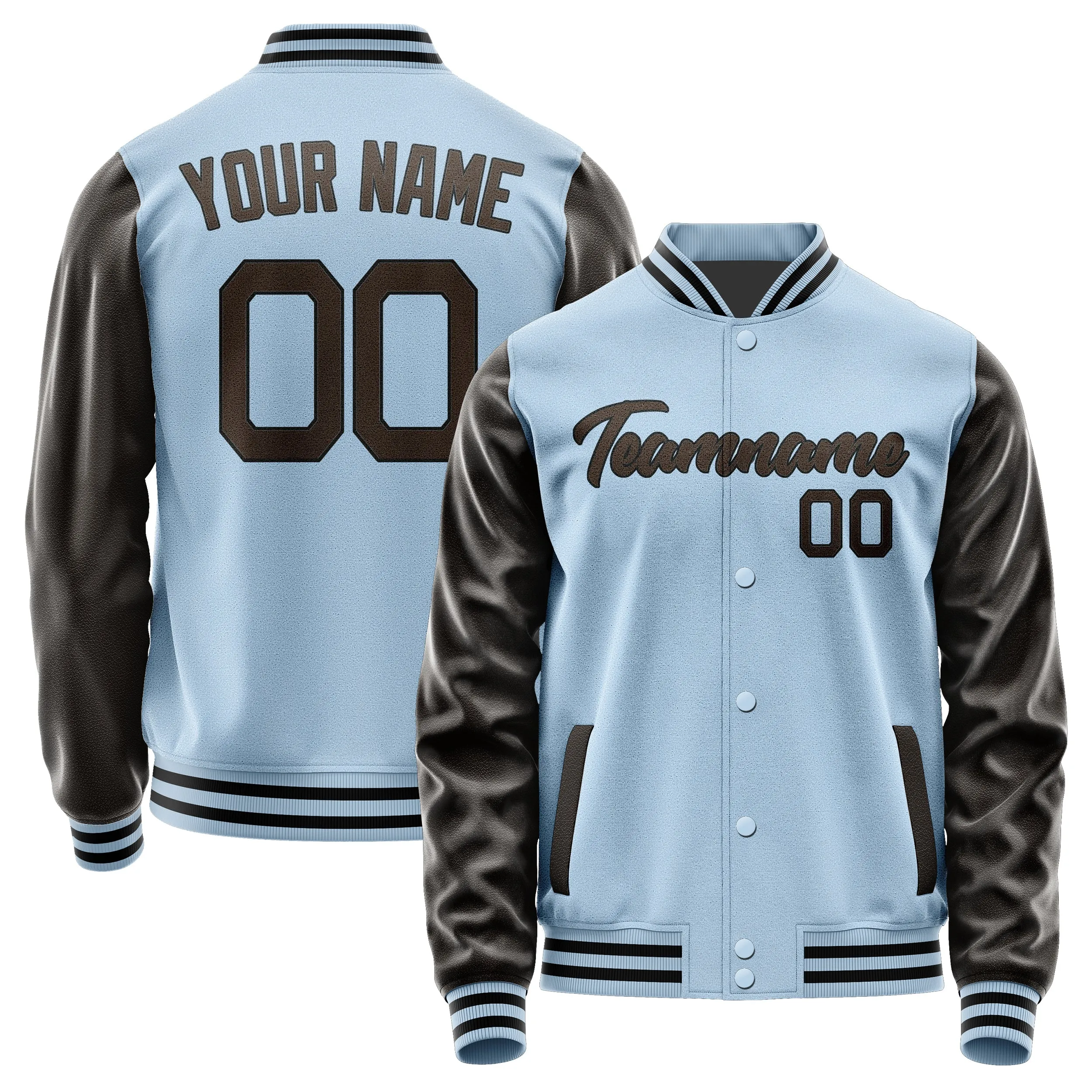 Custom Light Blue Brown Jacket