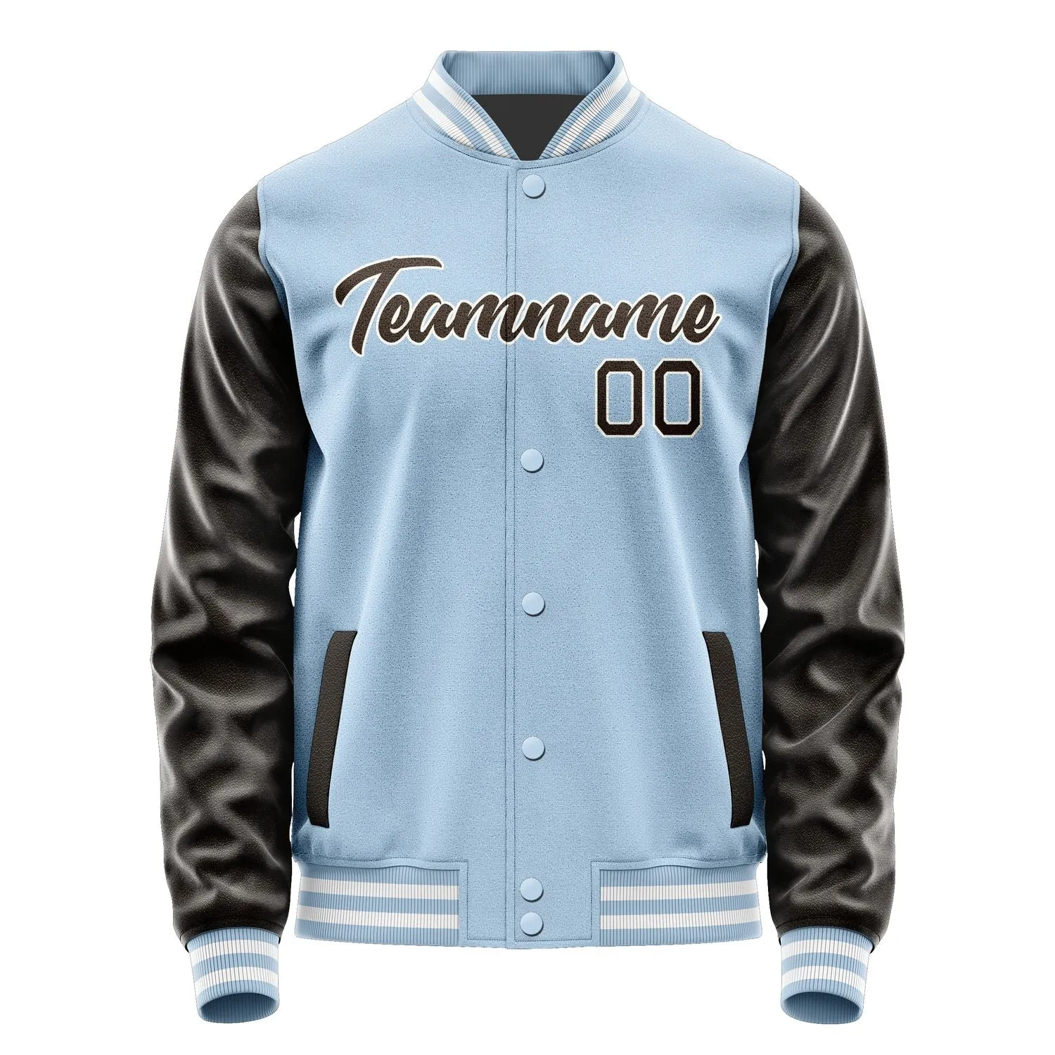 Custom Light Blue Brown Jacket