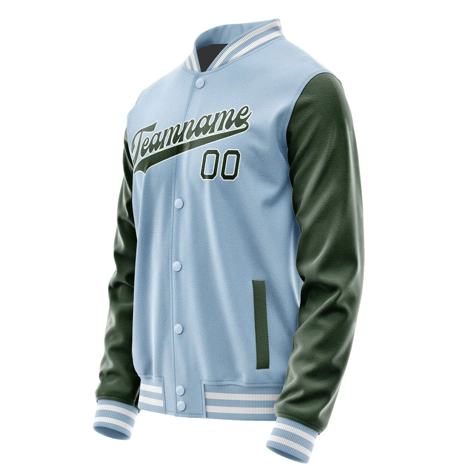 Custom Light Blue Dark Green Jacket