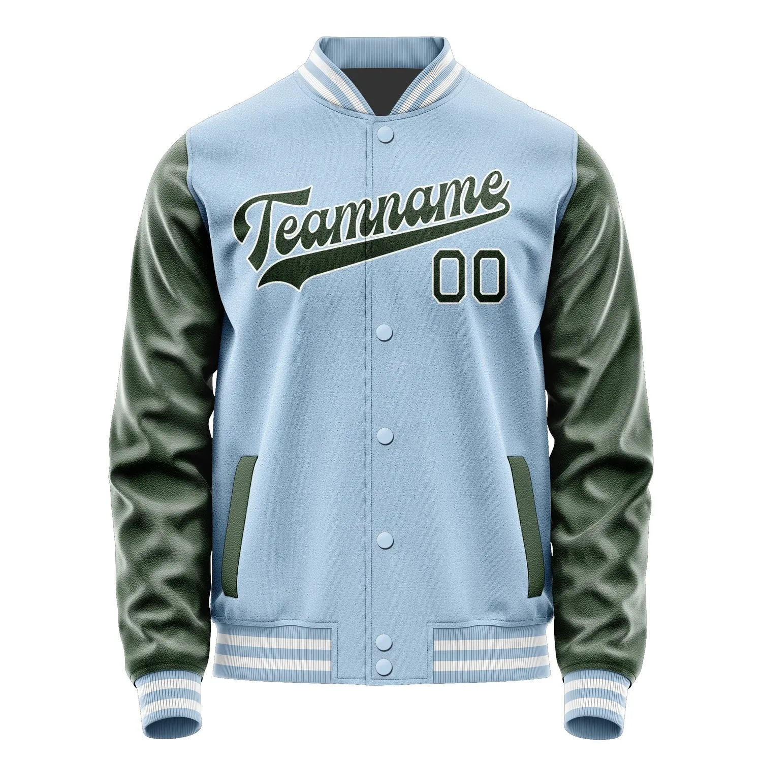 Custom Light Blue Dark Green Jacket