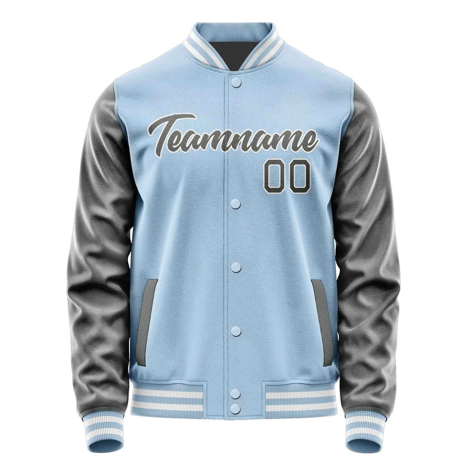 Custom Light Blue Dark Grey Jacket