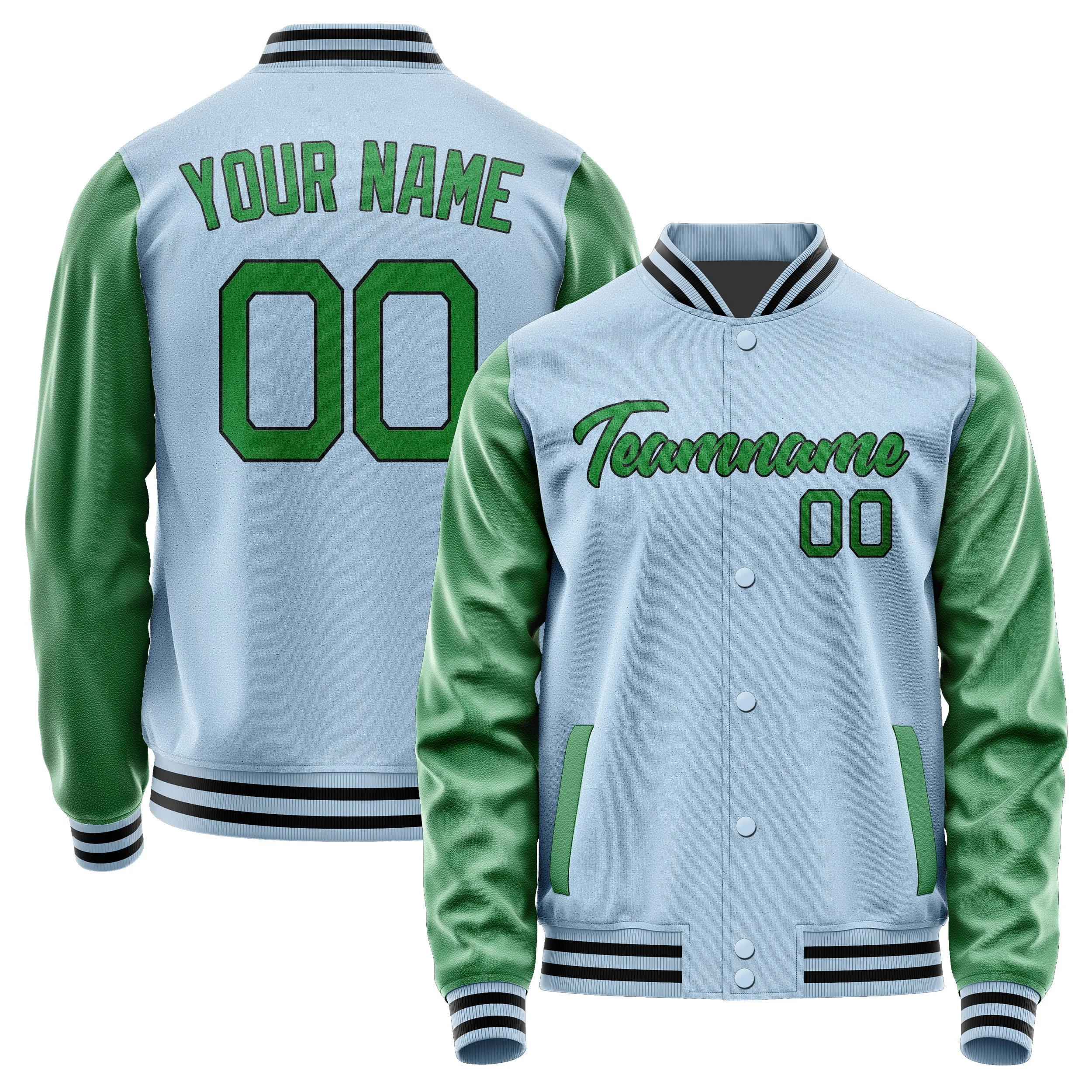 Custom Light Blue Emerald Green Jacket