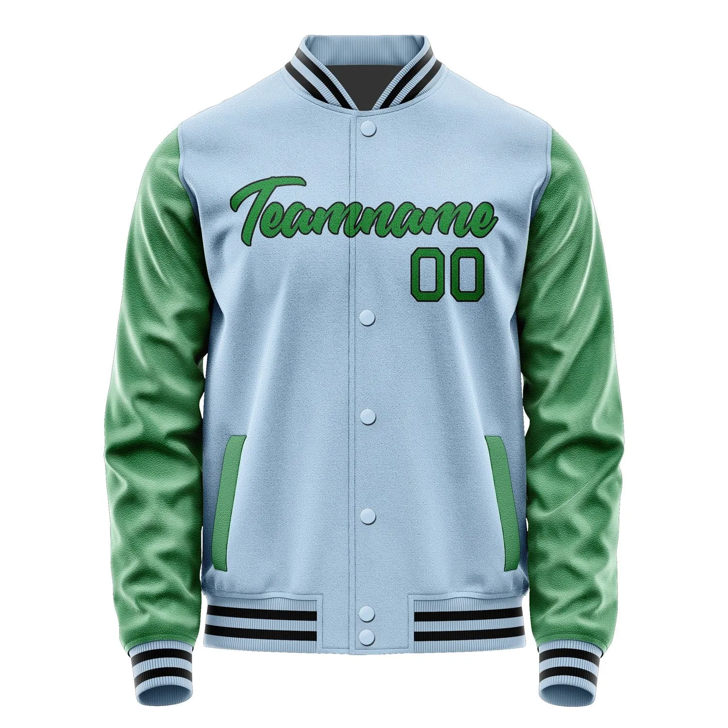 Custom Light Blue Emerald Green Jacket