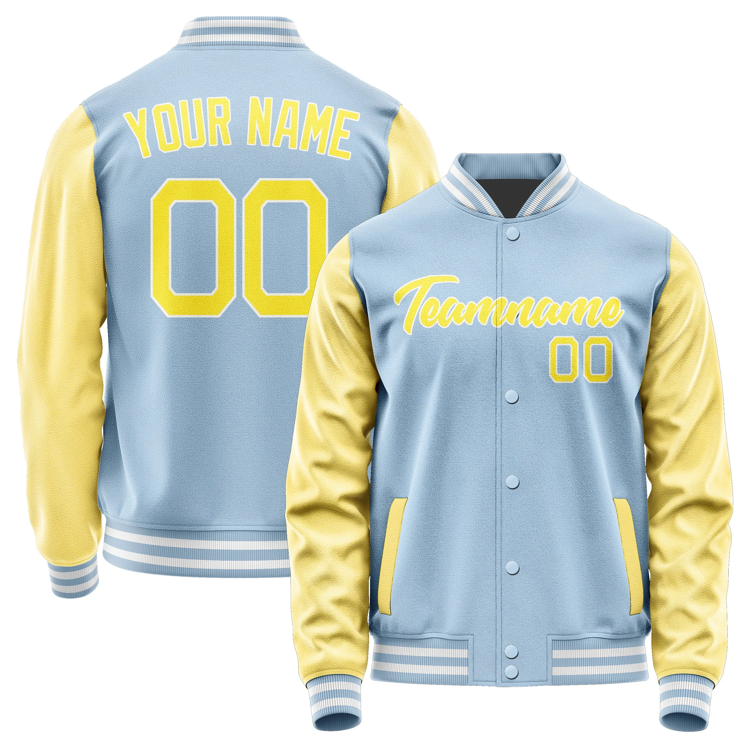 Custom Light Blue Light Yellow Jacket