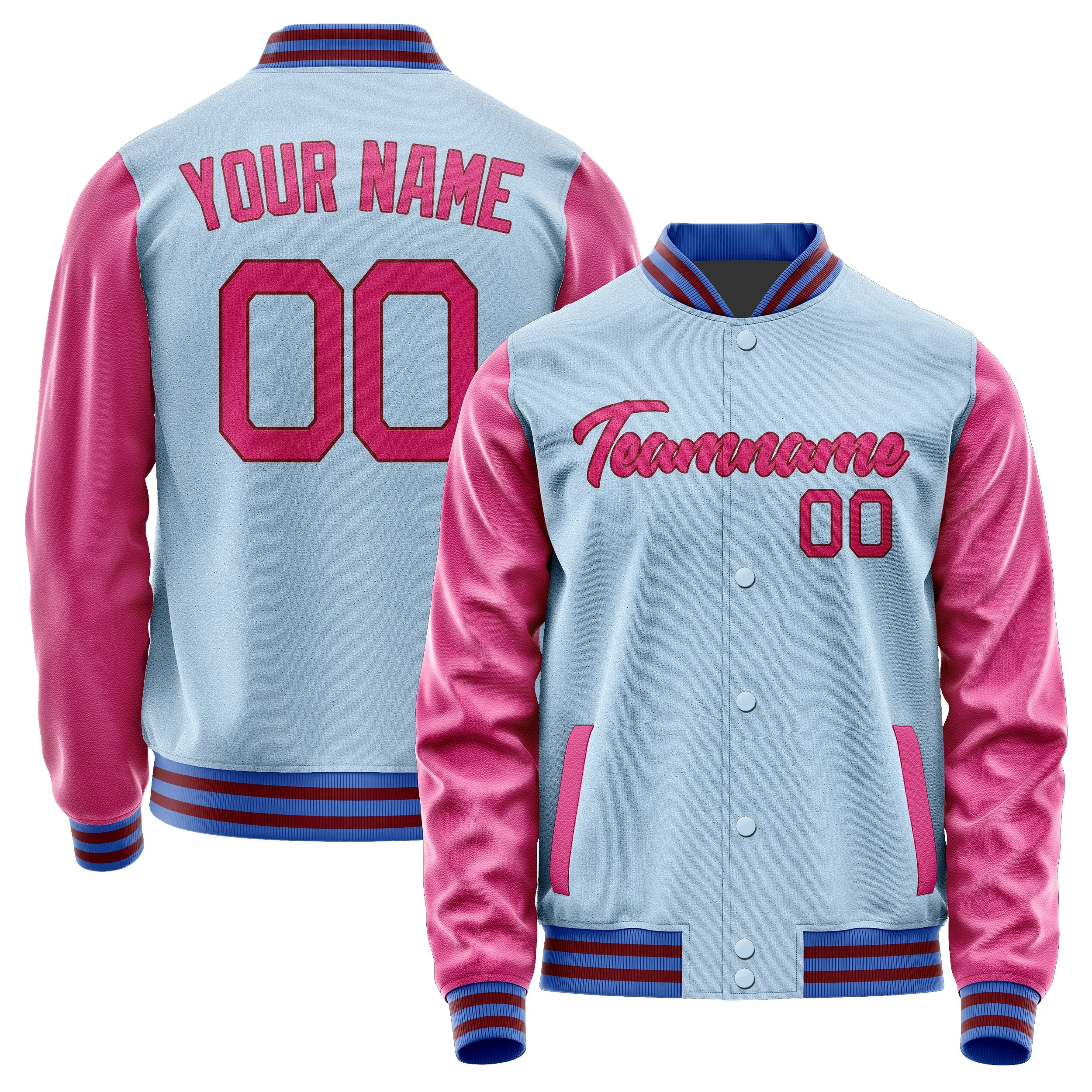 Custom Light Blue Pink Jacket