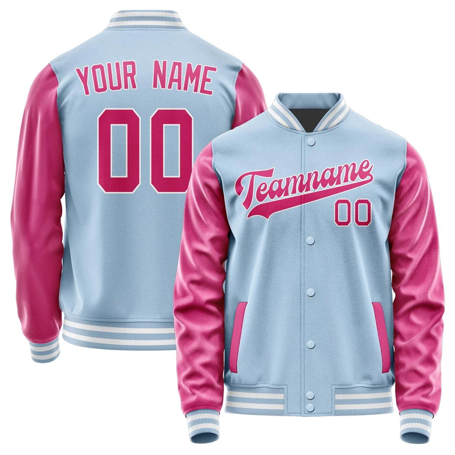 Custom Light Blue Pink Jacket