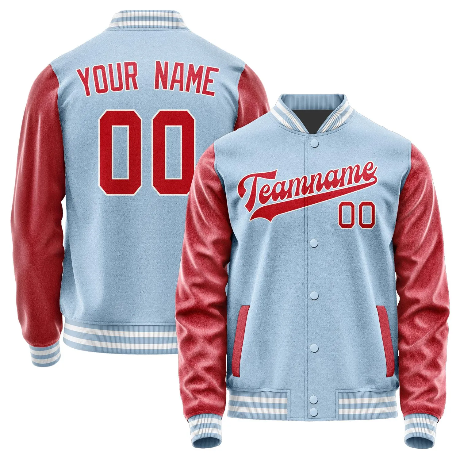 Custom Light Blue Red Jacket