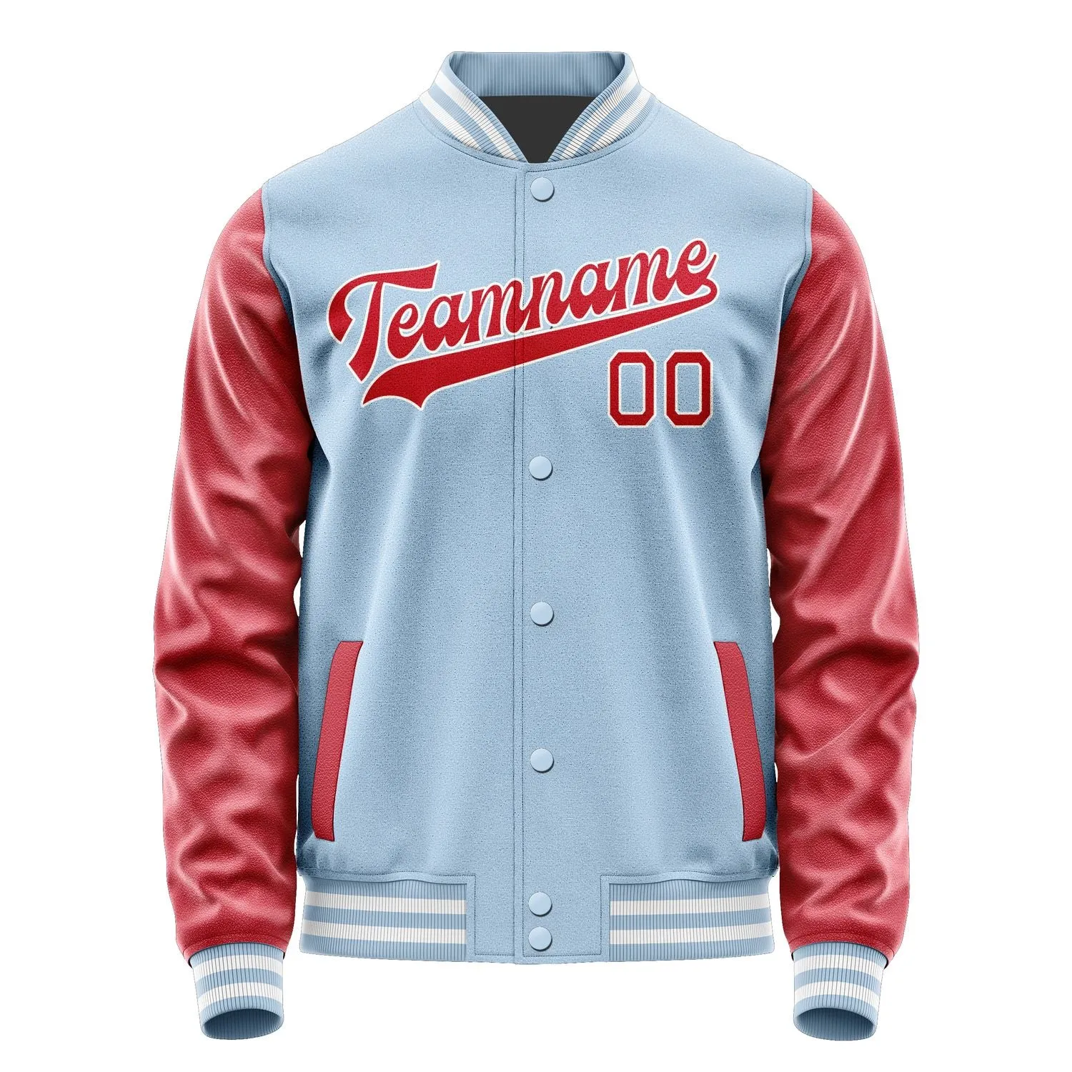Custom Light Blue Red Jacket