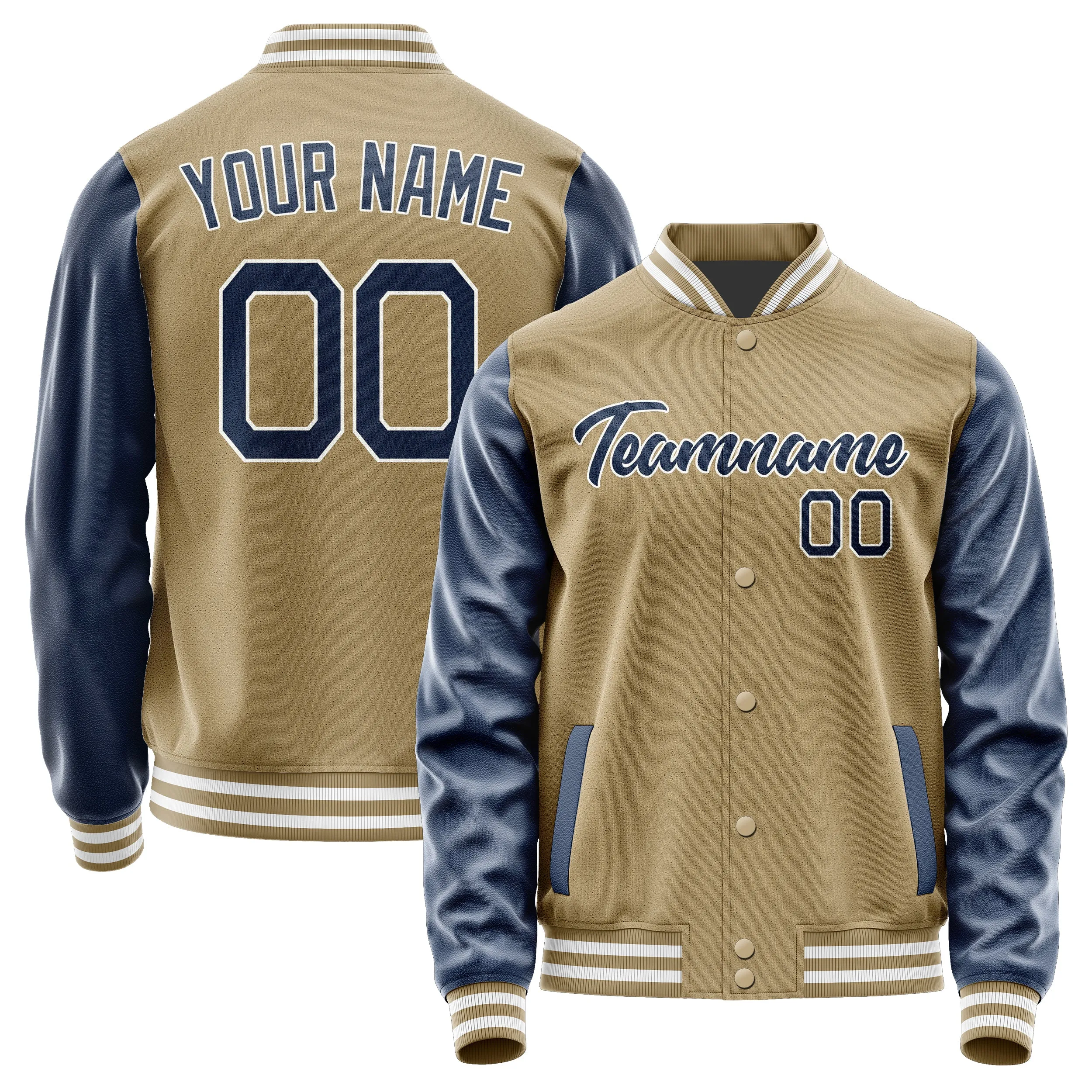 Custom Light Khaki Blue Jacket