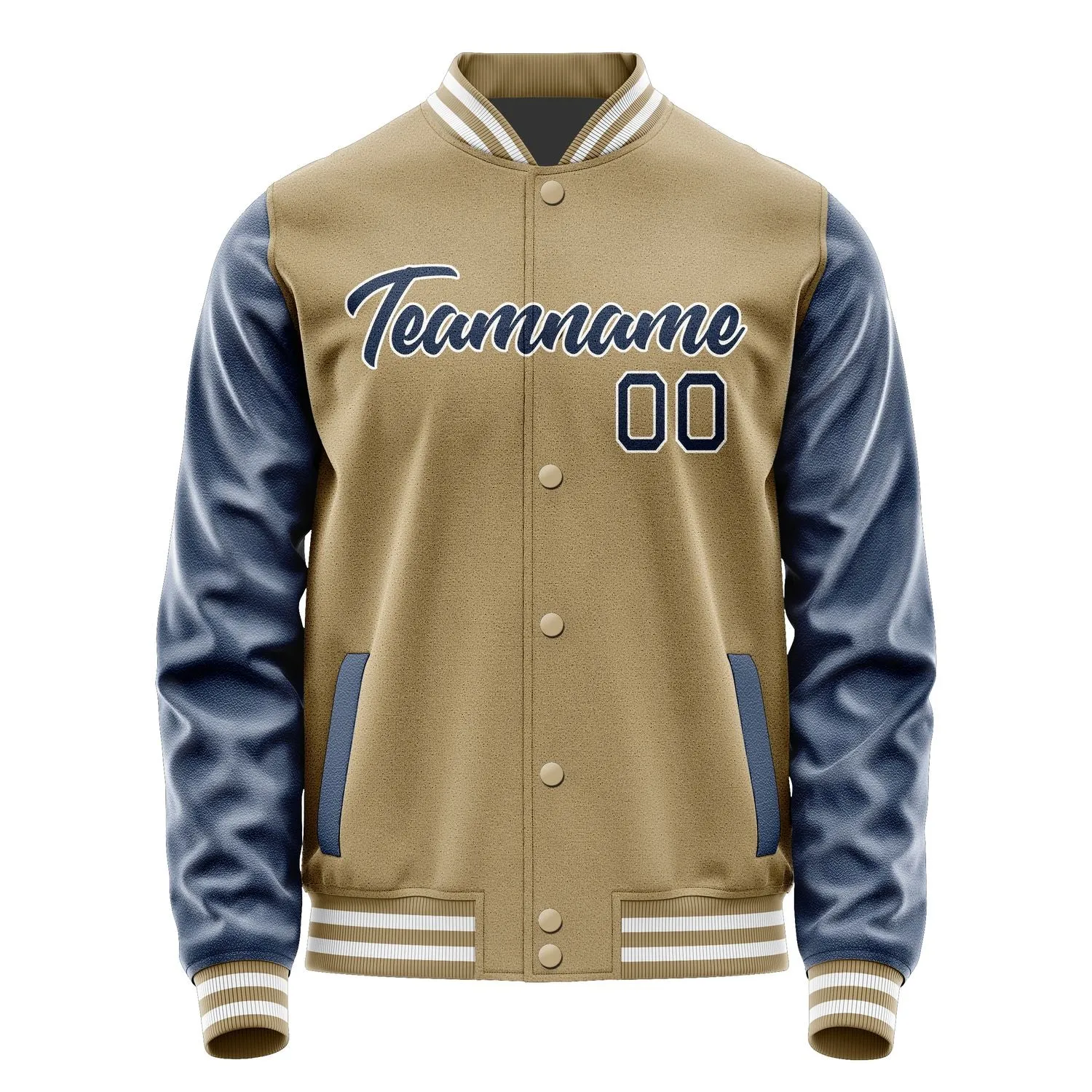 Custom Light Khaki Blue Jacket