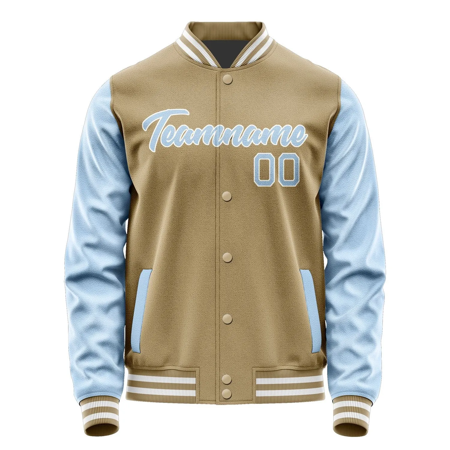 Custom Light Khaki Light Blue Jacket
