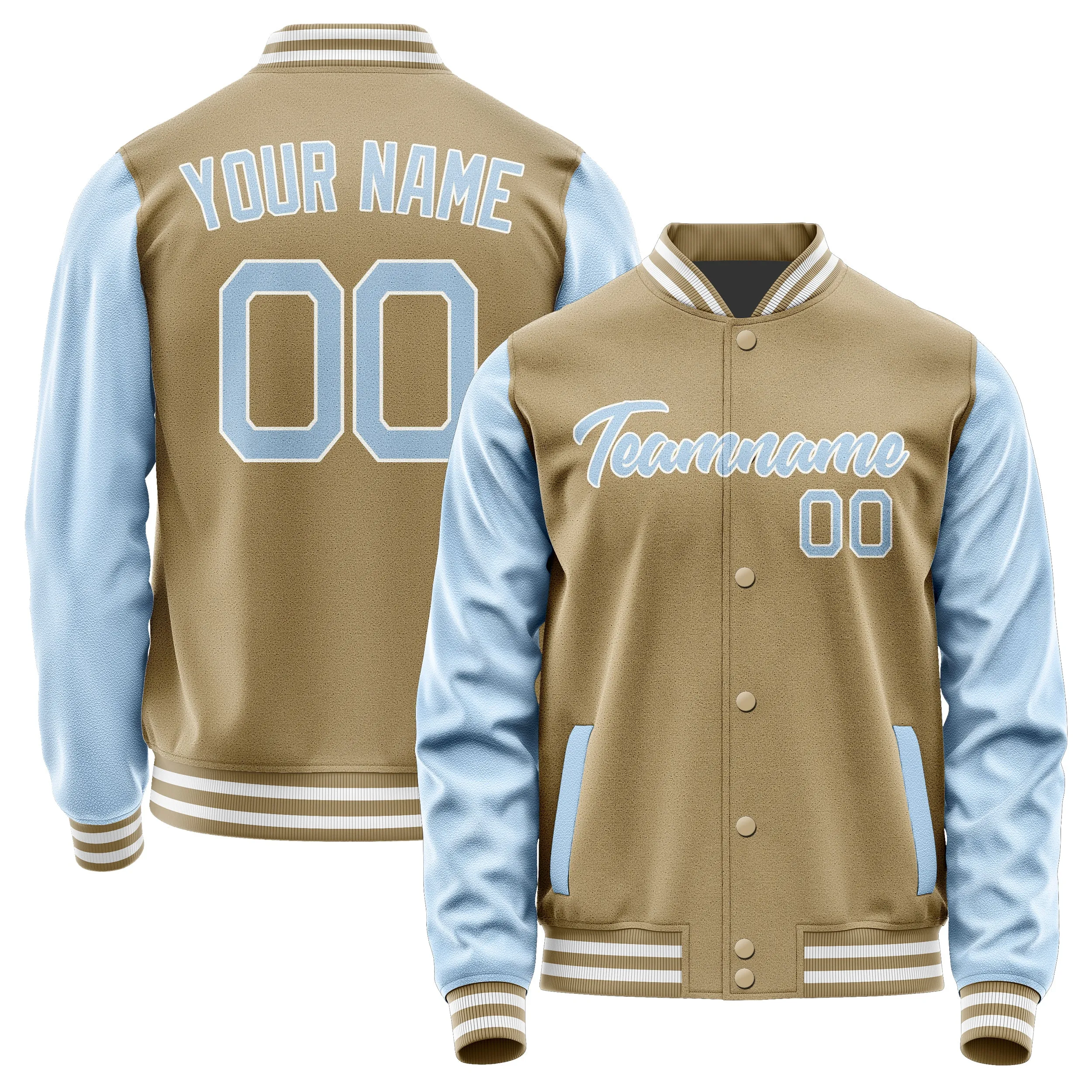 Custom Light Khaki Light Blue Jacket