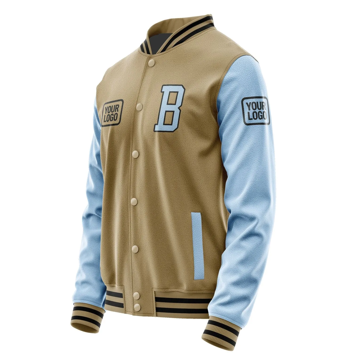 Custom Light Khaki Light Blue Jacket