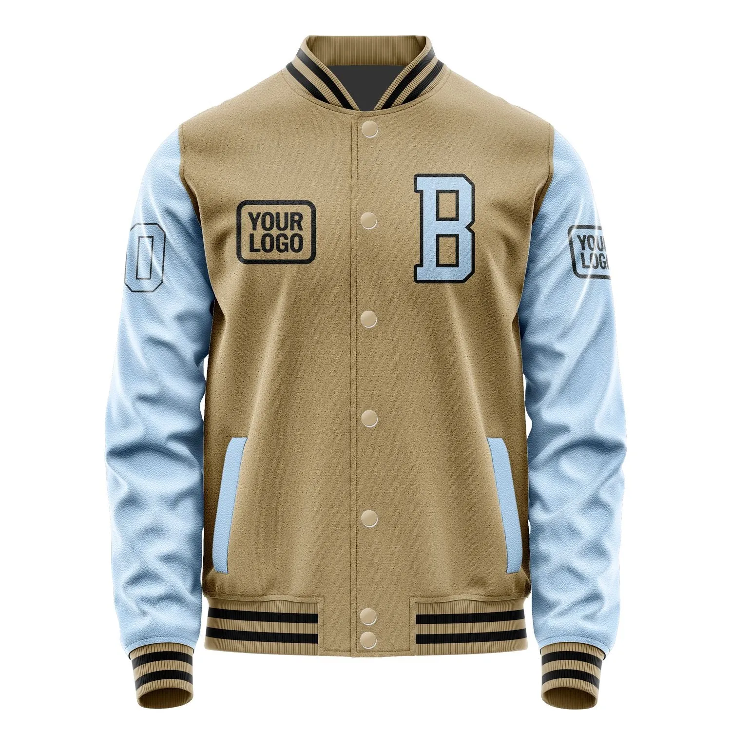 Custom Light Khaki Light Blue Jacket