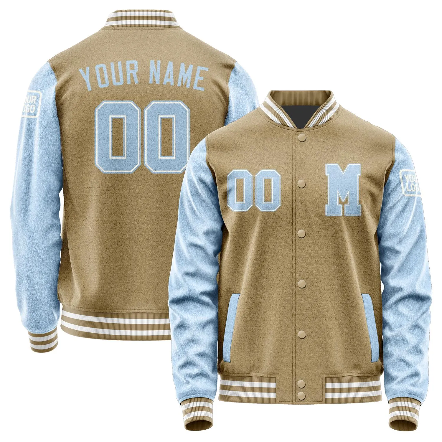 Custom Light Khaki Light Blue Jacket
